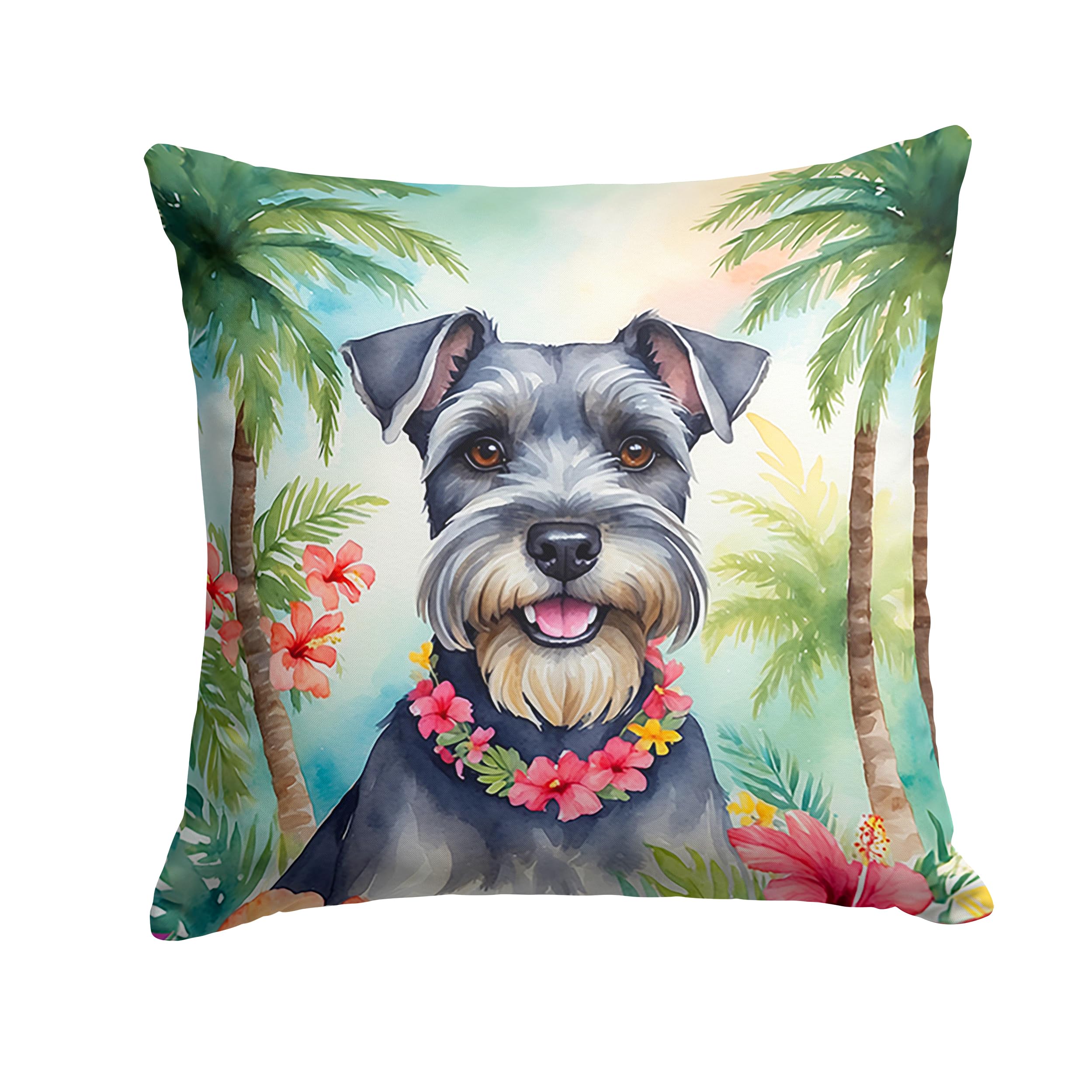 Carolines Treasures Luau Party Decorative Throw Pillow, 18Hx18W, Schnauzer 6514