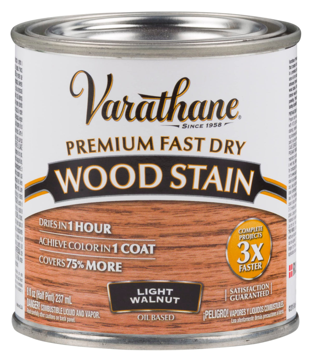 Varathane 262034 Premium Fast Dry Wood Stain, Half Pint, Light Walnut, 8 Fl Oz