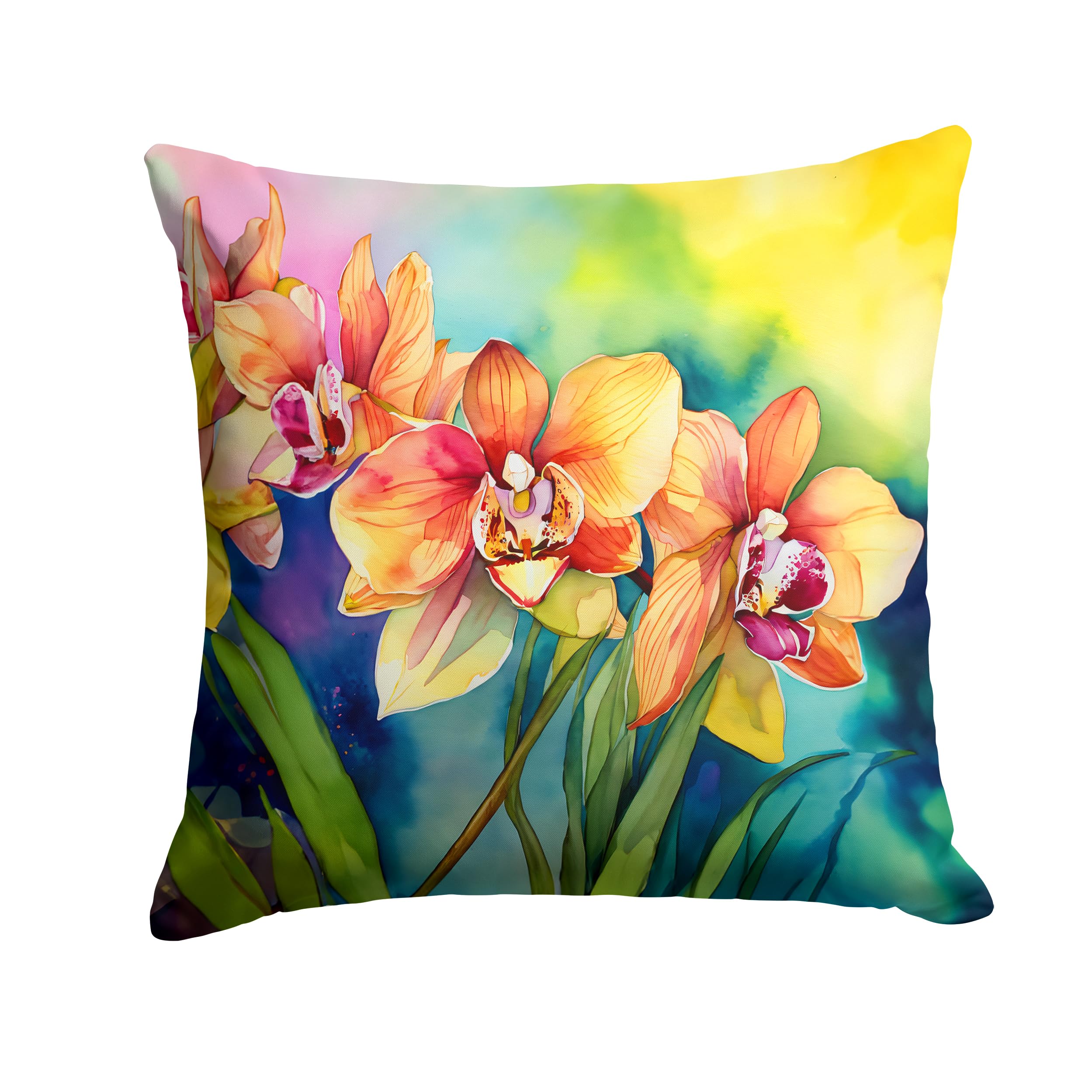 Orchids in Watercolor Throw Pillow