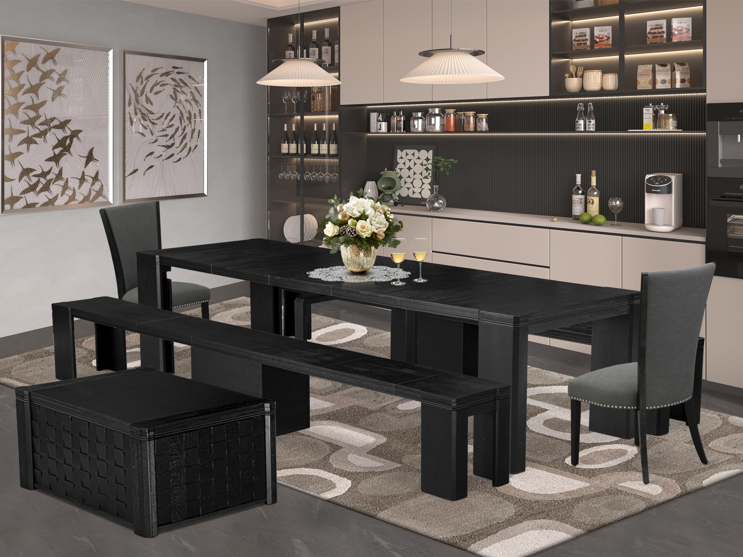 6-piece Dining Room Table Set a Rectangular Kitchen Table with a coffee Table