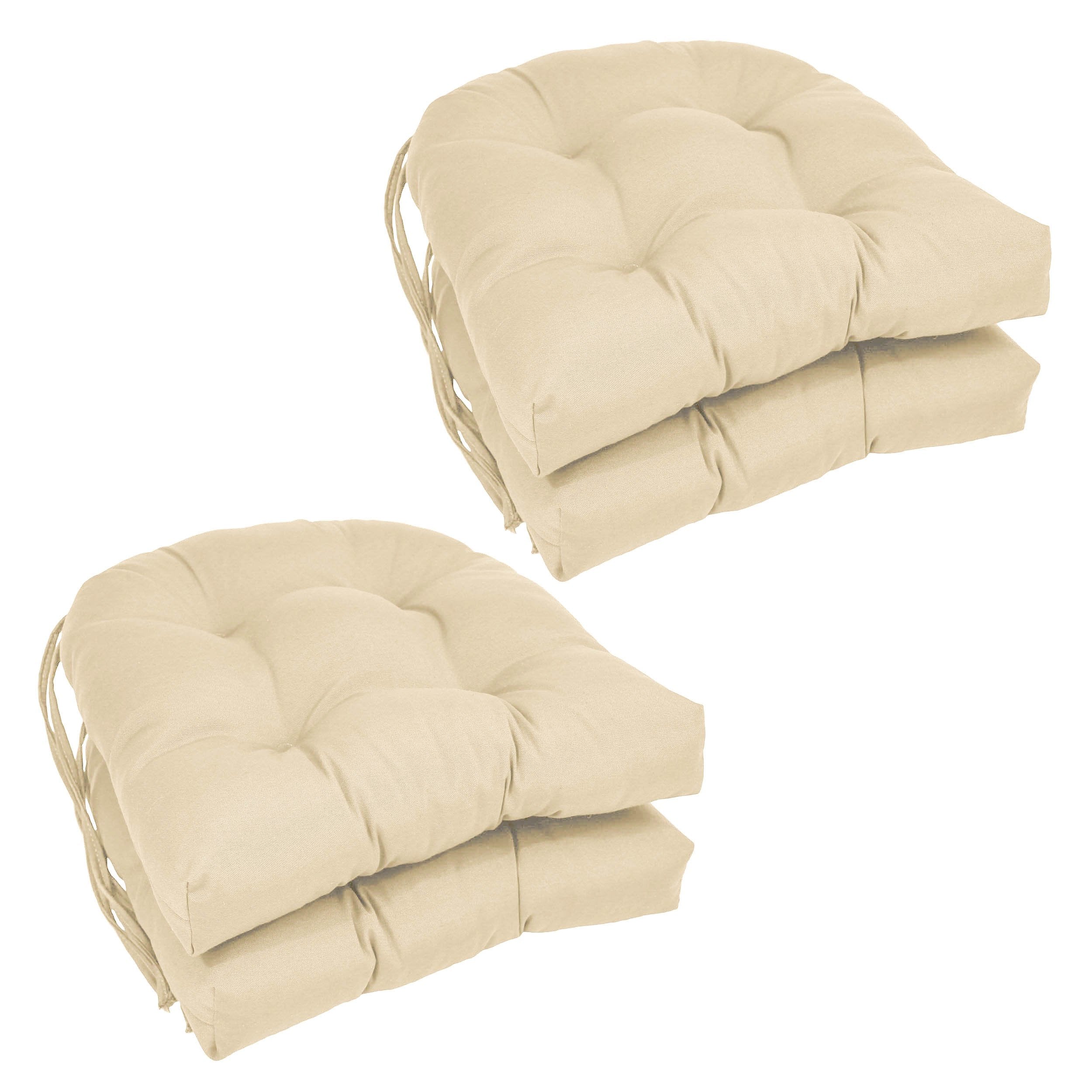 16-inch Solid Twill U-shaped Tufted Chair Cushions (Set of 4) - Natural