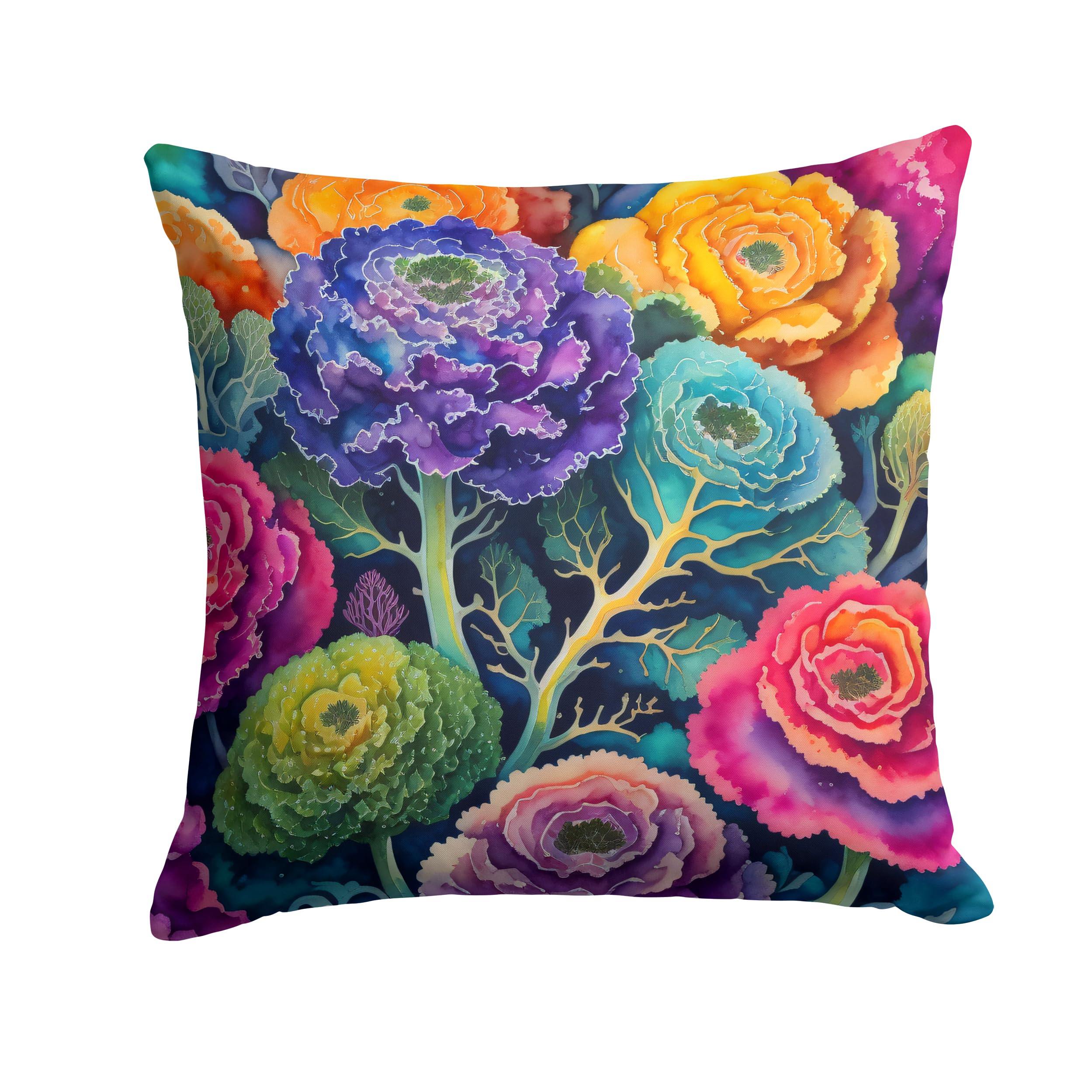 Colorful Ornamental Kale Throw Pillow