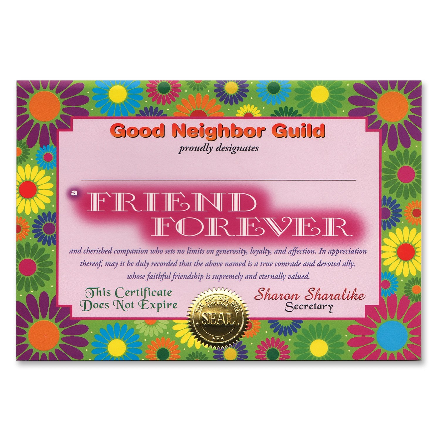 Friend Forever Certificate