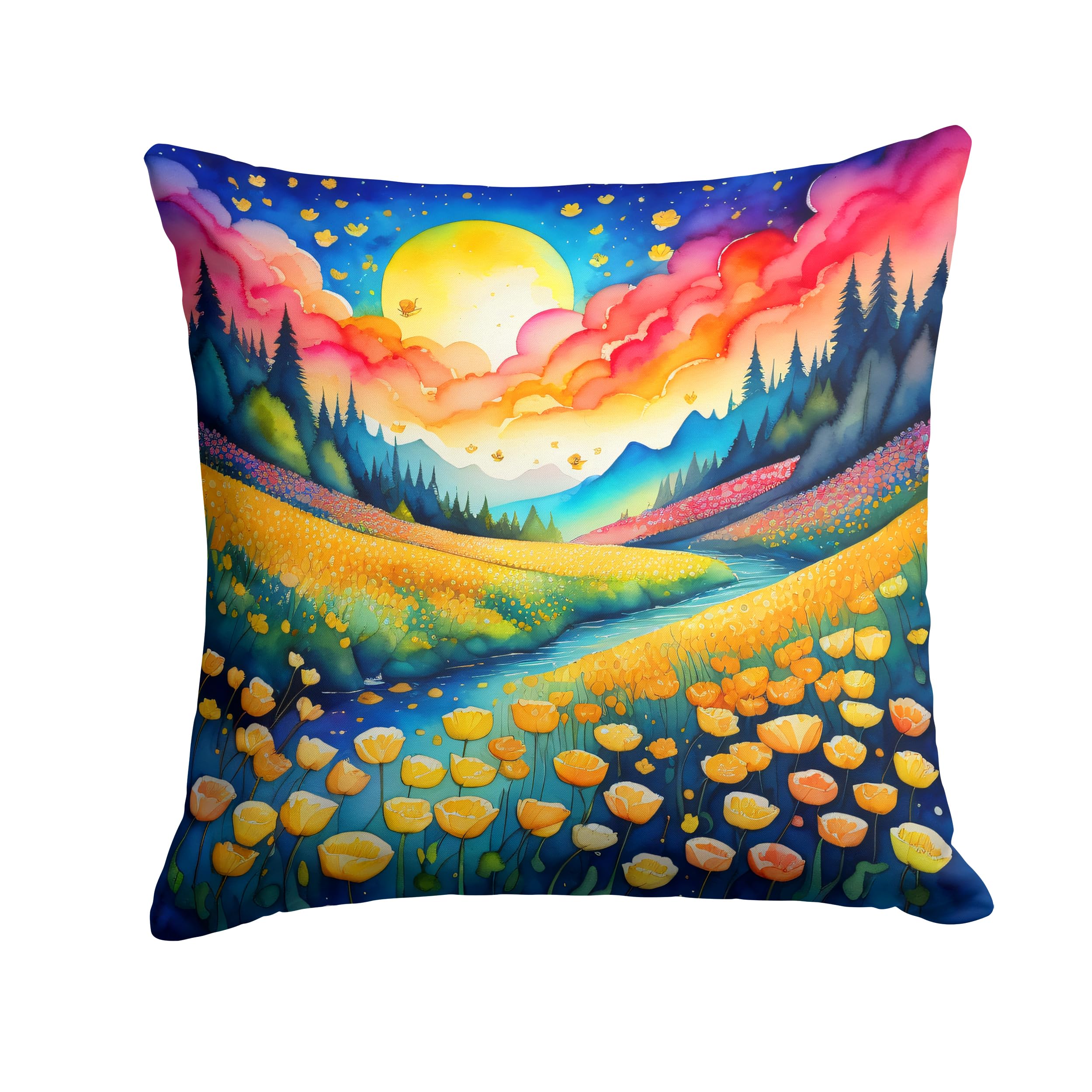 Colorful Buttercups Throw Pillow