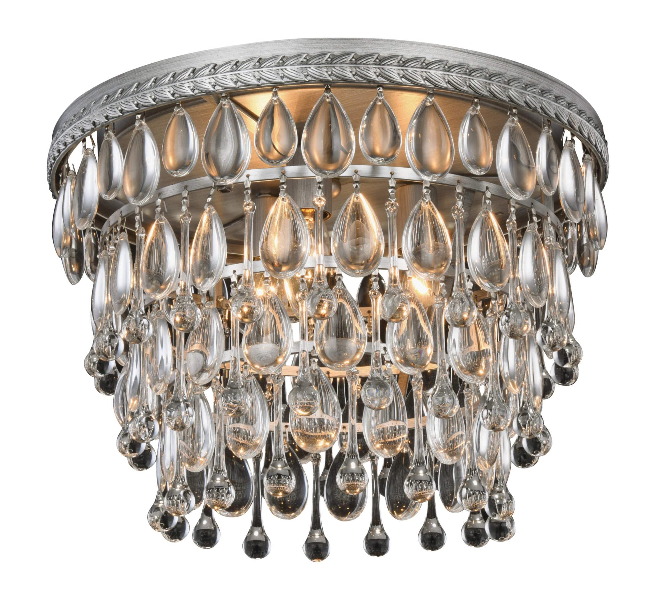 Elegant Lighting 1219F15As/Rc Nordic Collection Flush Mount D15' H10' 3-Light, Clear