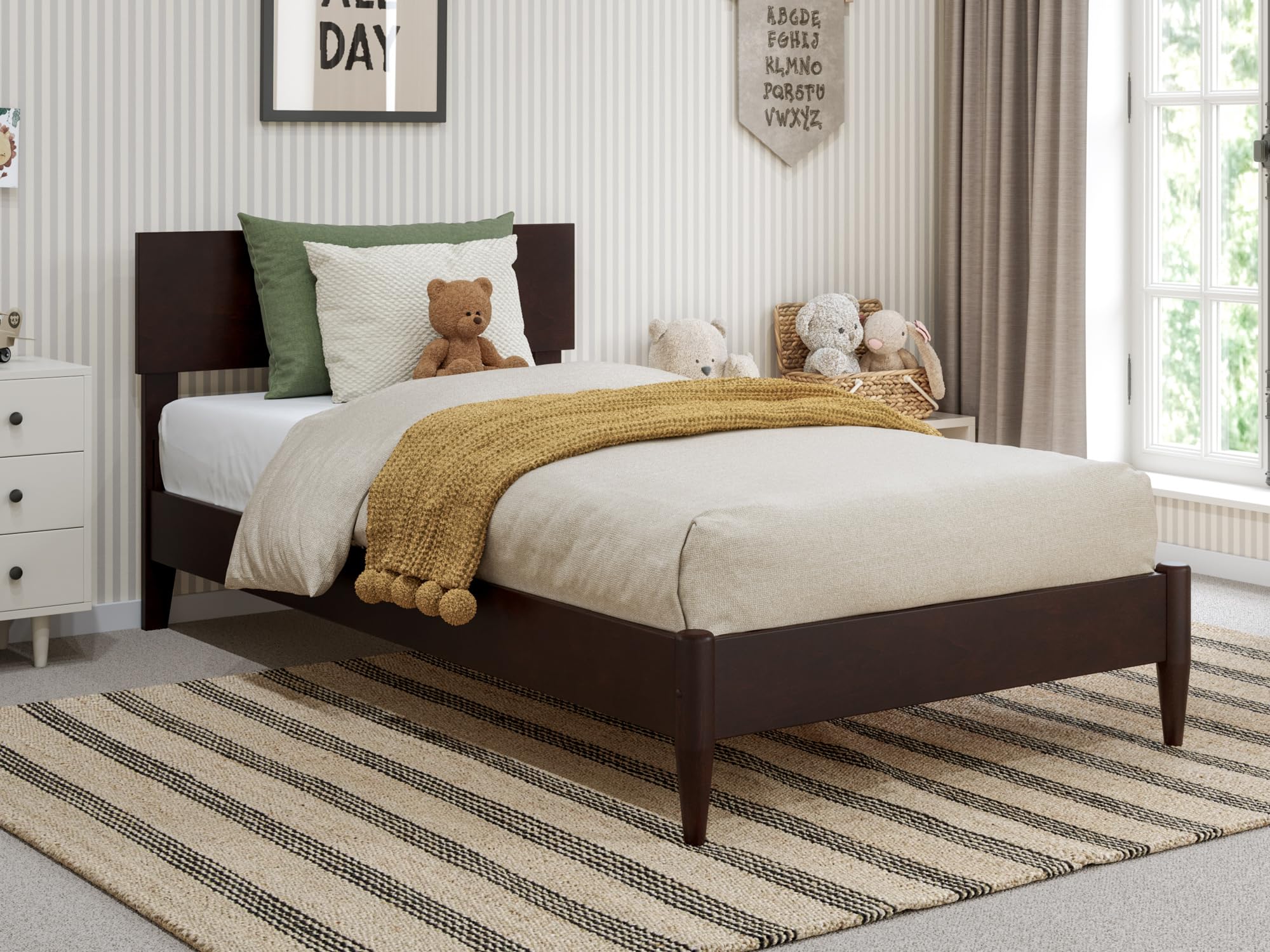 Aria Twin Solid Wood Modern Low Profile Platform Bed in Espresso