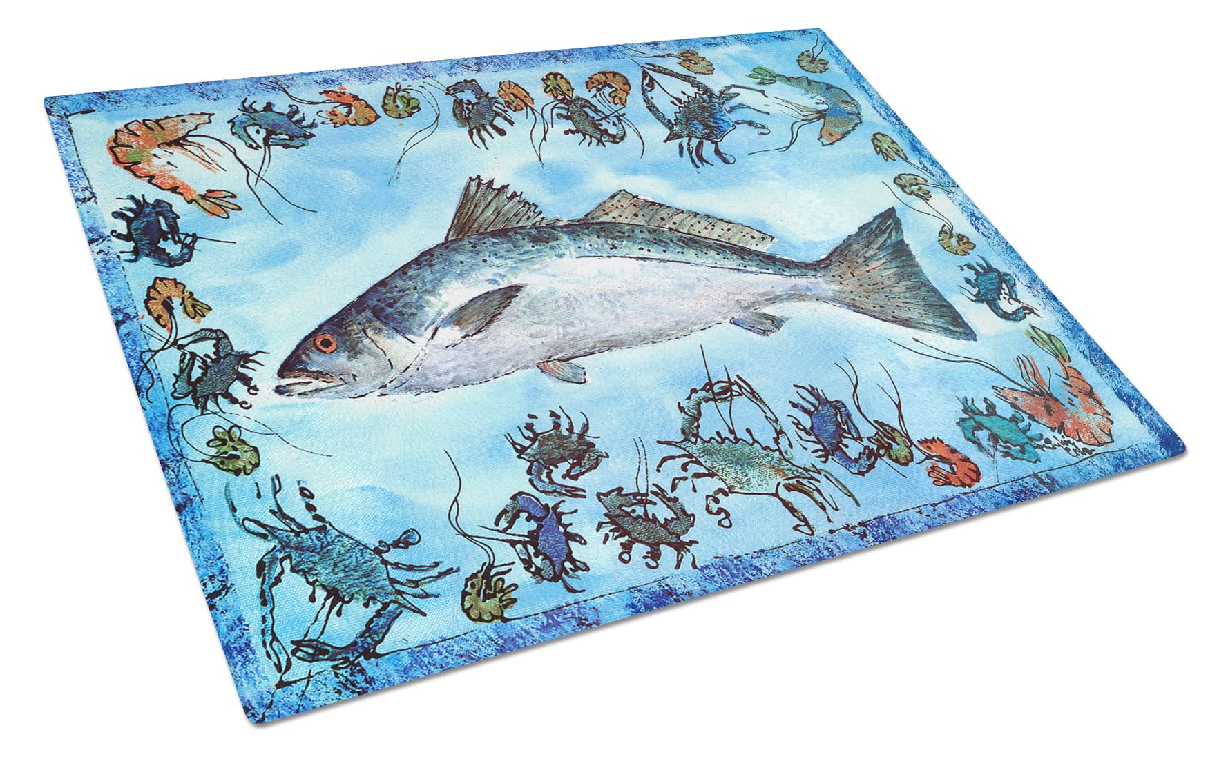 Fish Speckled Trout Glass Cutting Board Large