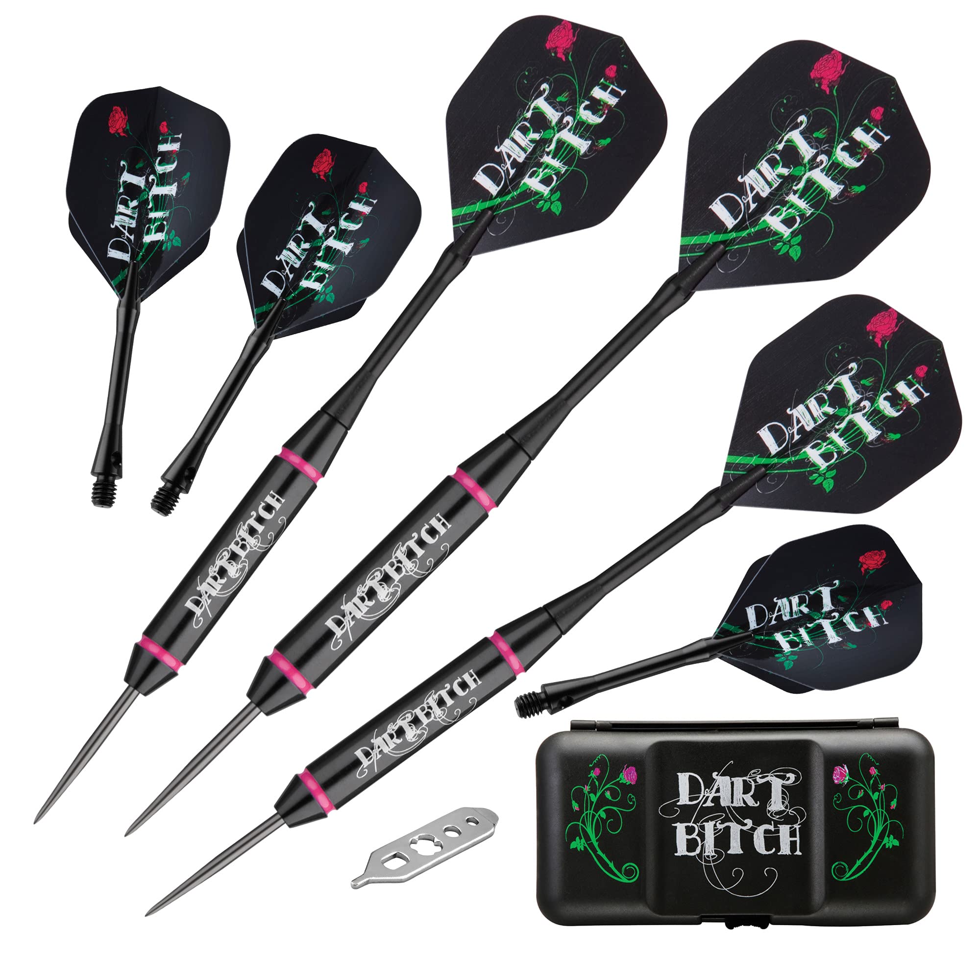 Viper Vanity Steel Tip Darts With Storage/Travel Case: Dart Bitch, 22 Grams