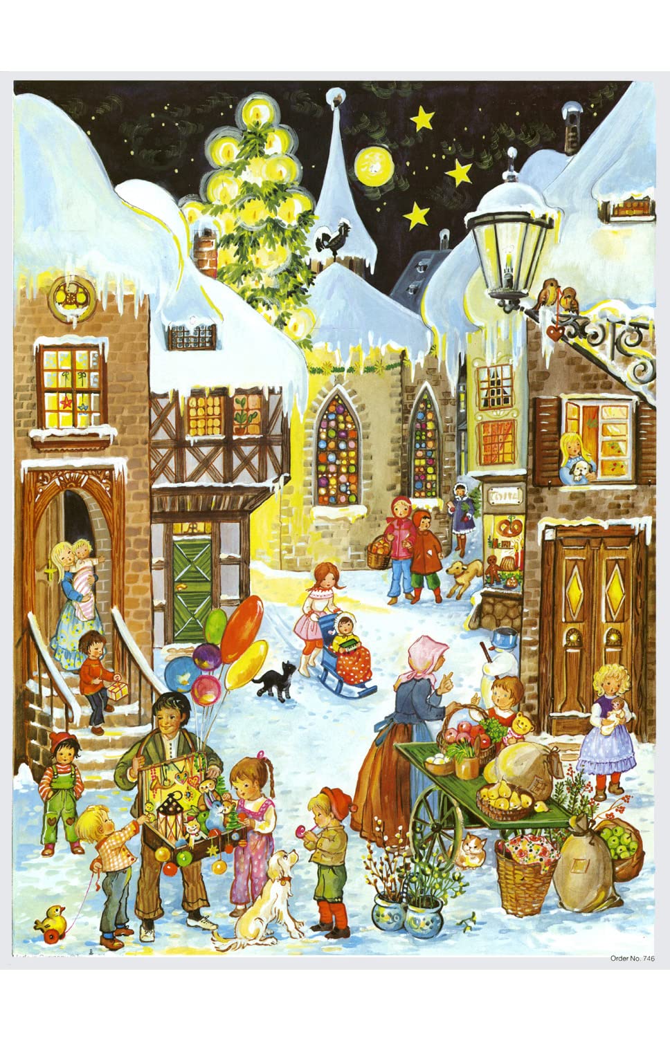 ADV746 - Sellmer Advent Calendar - Old Village Market - 10.5H x 14.5?? x .1??