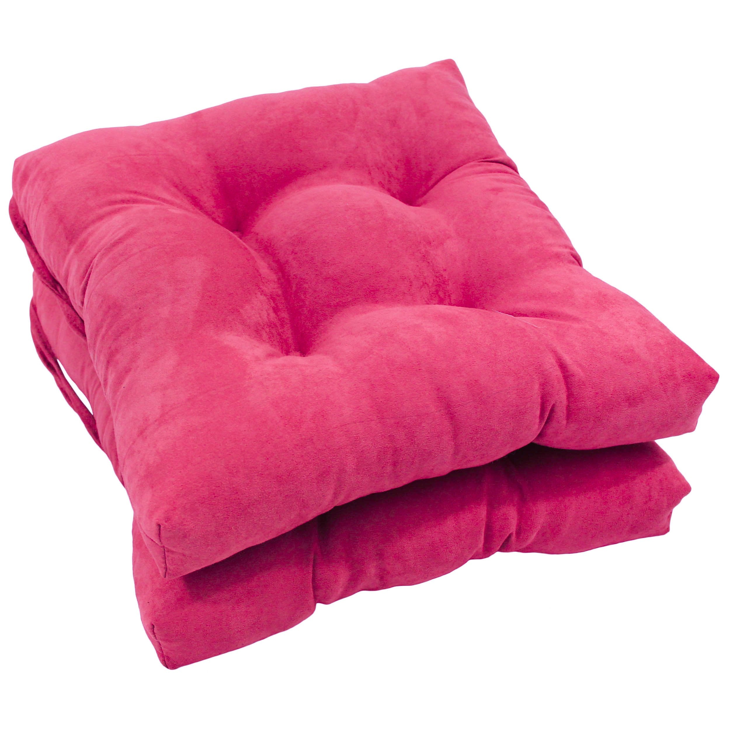 16-inch Solid Micro Suede Square Tufted Chair Cushions (Set of 2) - Bery Berry