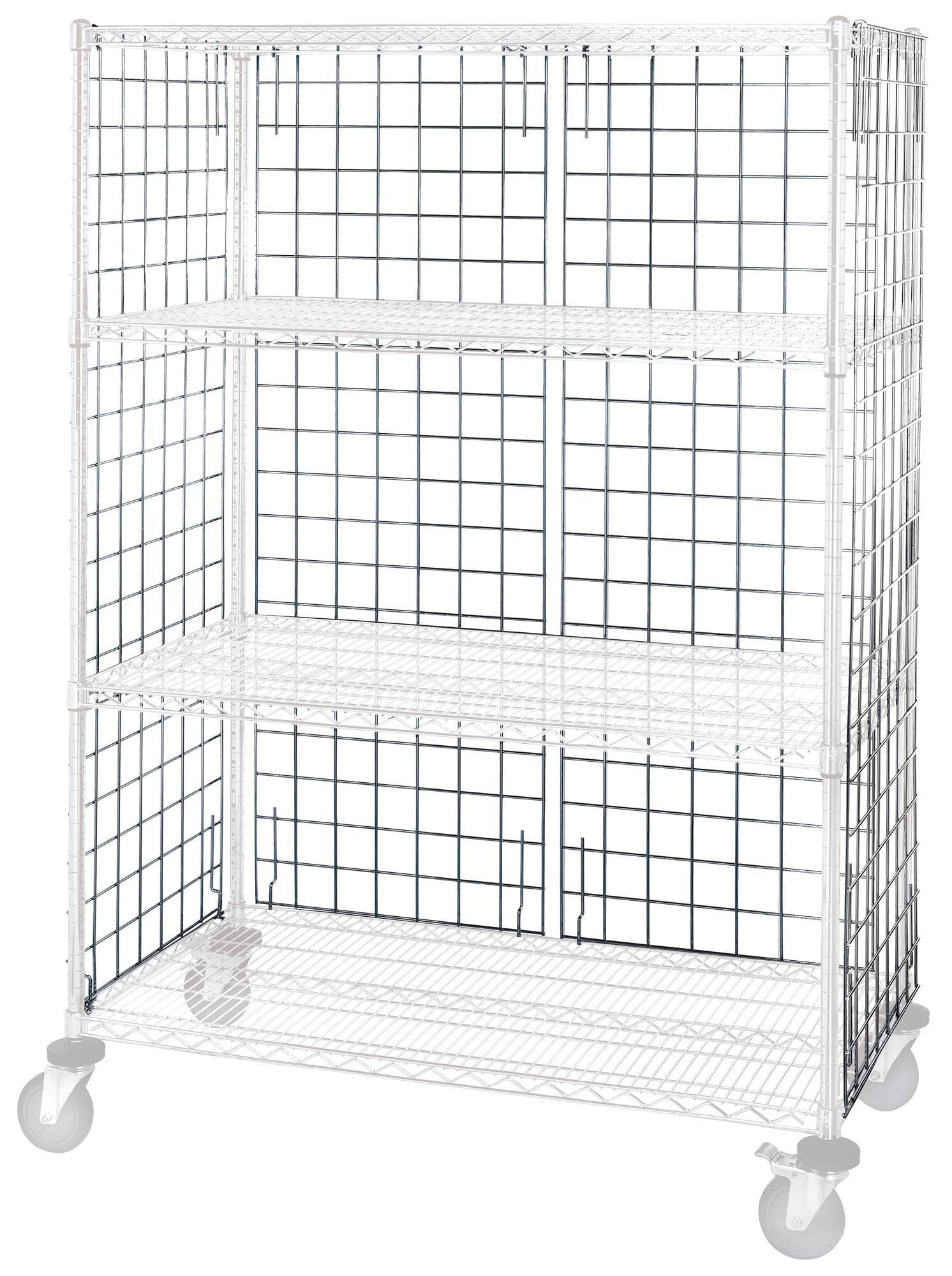 Quantum Storage Systems 246060EPC Security Enclosure Panel for Wire Shelving Units, Includes Back and Side Portions, Chrome Finish, 60 H x 60??W x 24??D