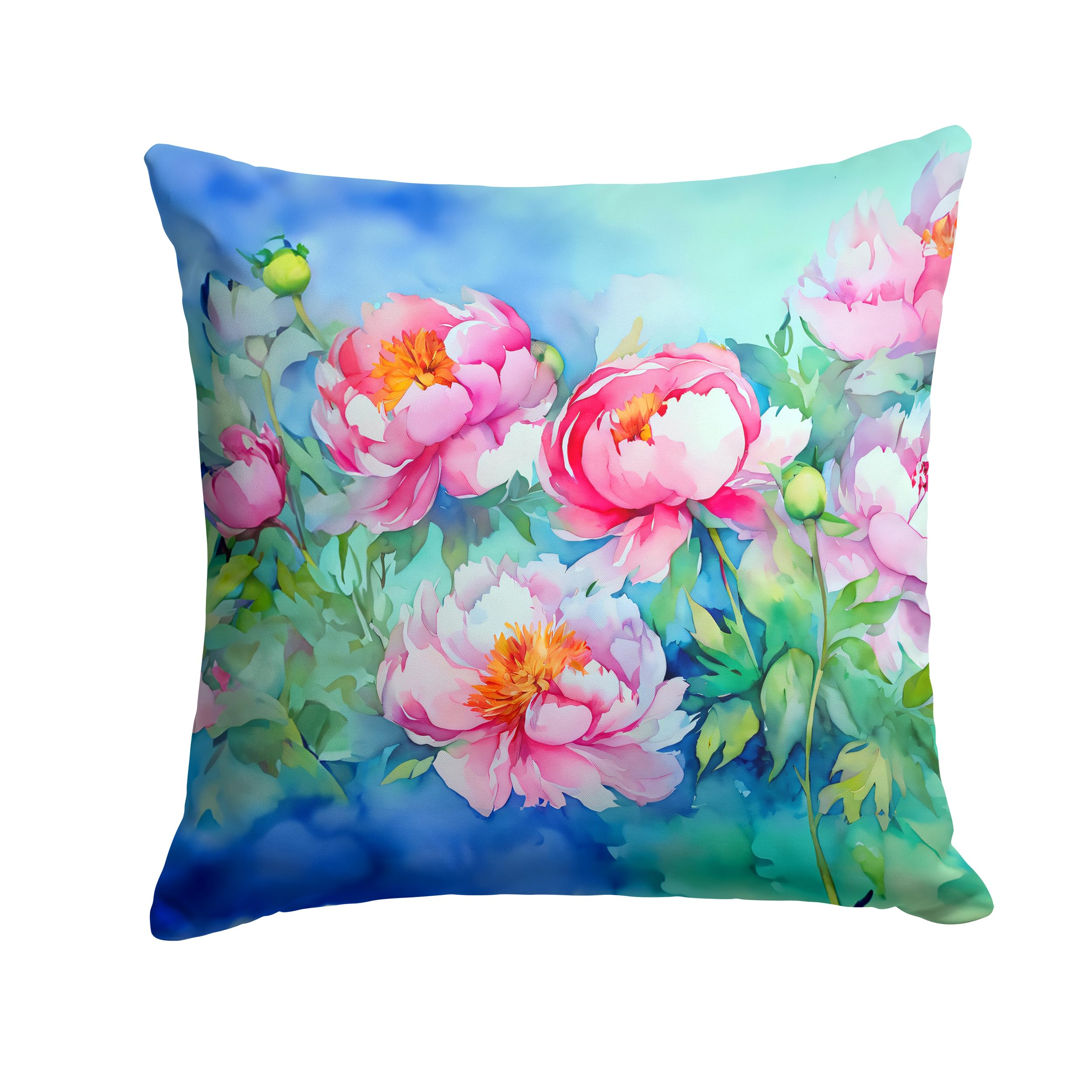 Peonies in Watercolor Throw Pillow
