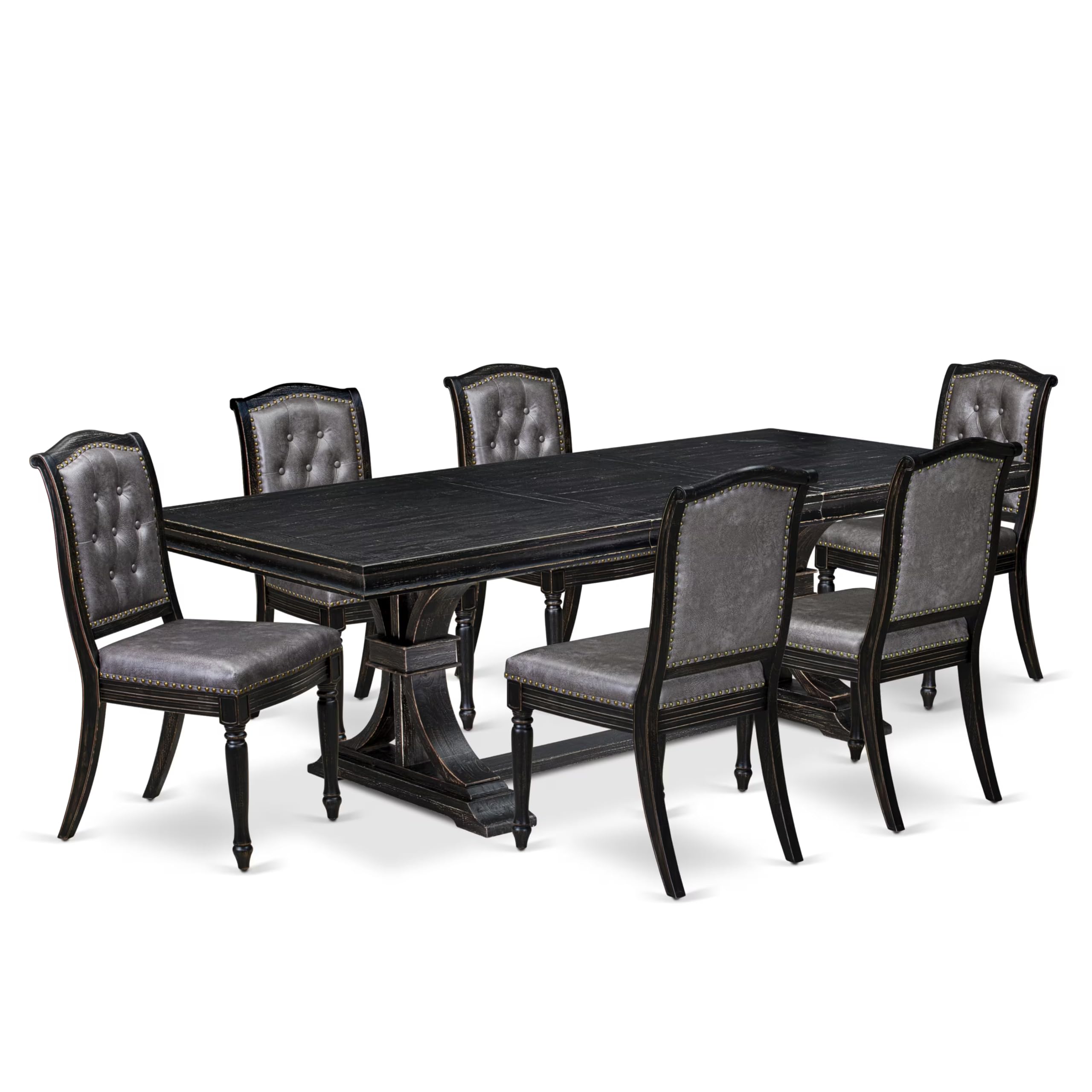 7 pc Dining Room Table Set of a Kitchen Table and 6 Upholstered Chairs