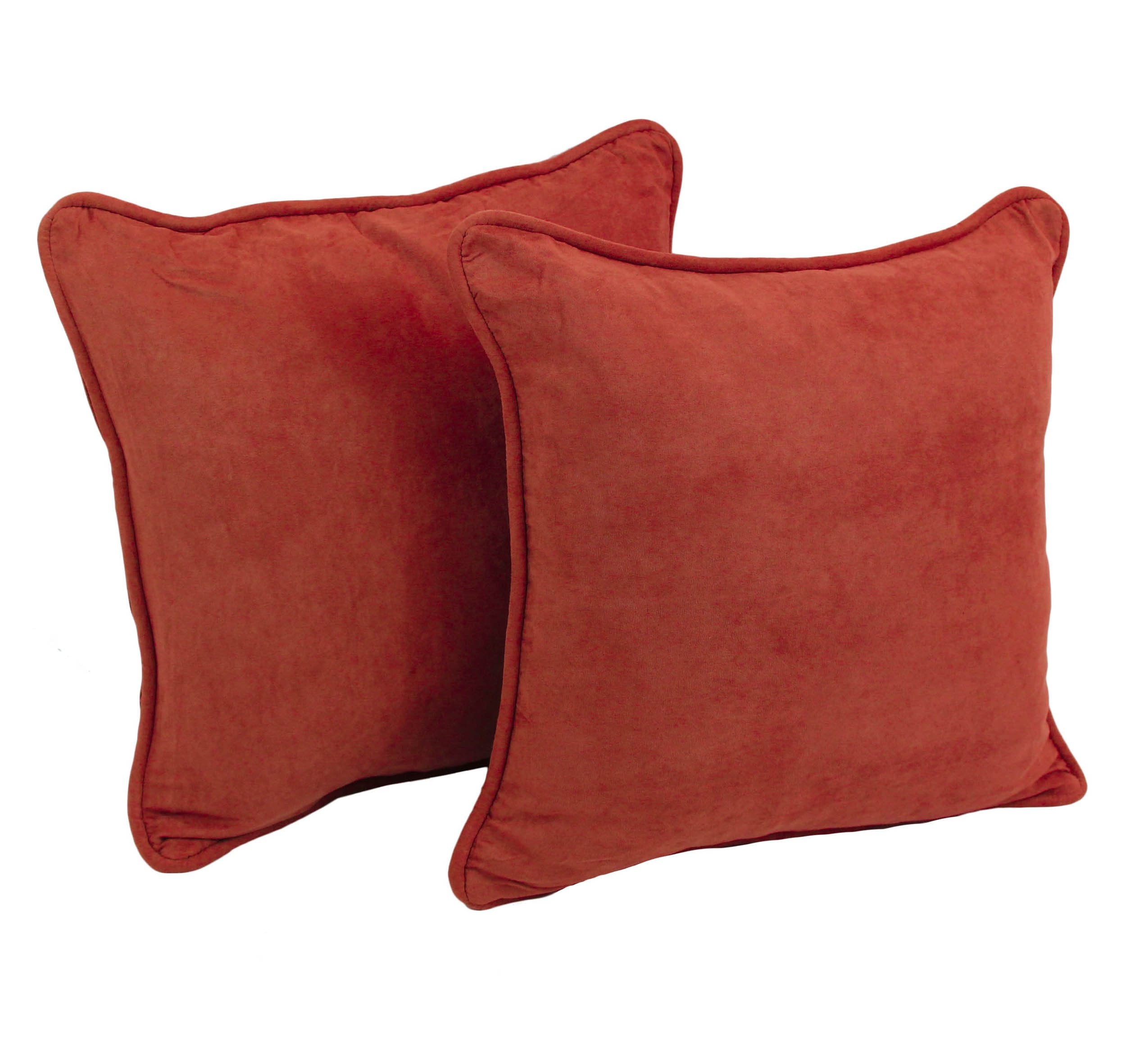 18-inch Double-corded Solid Microsuede Square Throw Pillows with Inserts (Set of 2) - Cardinal Red