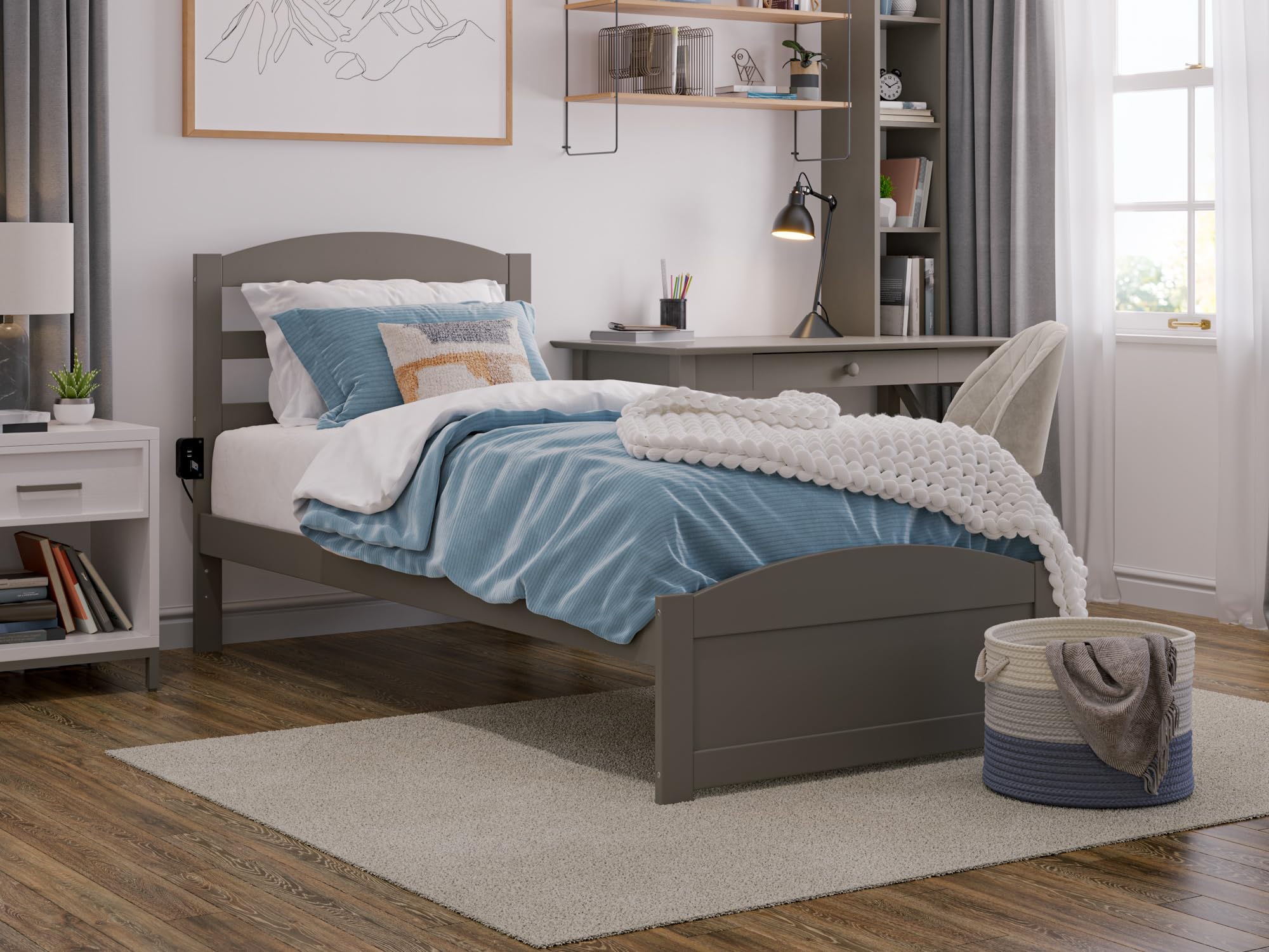 Warren Twin Bed with Footboard in Grey