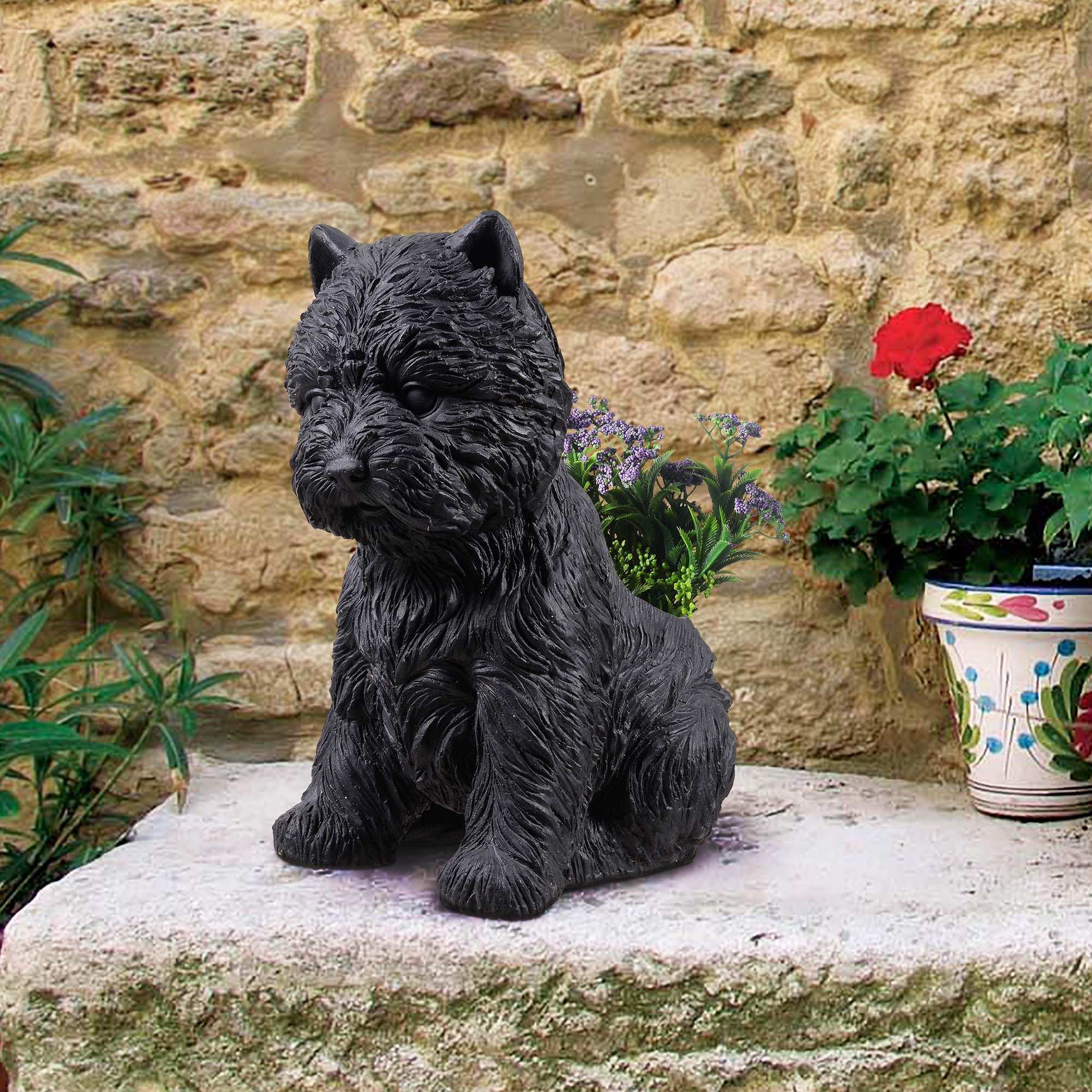 Hi-Line Gift Ltd 77188-BK Terrier Flower Planter Black Plant Pot