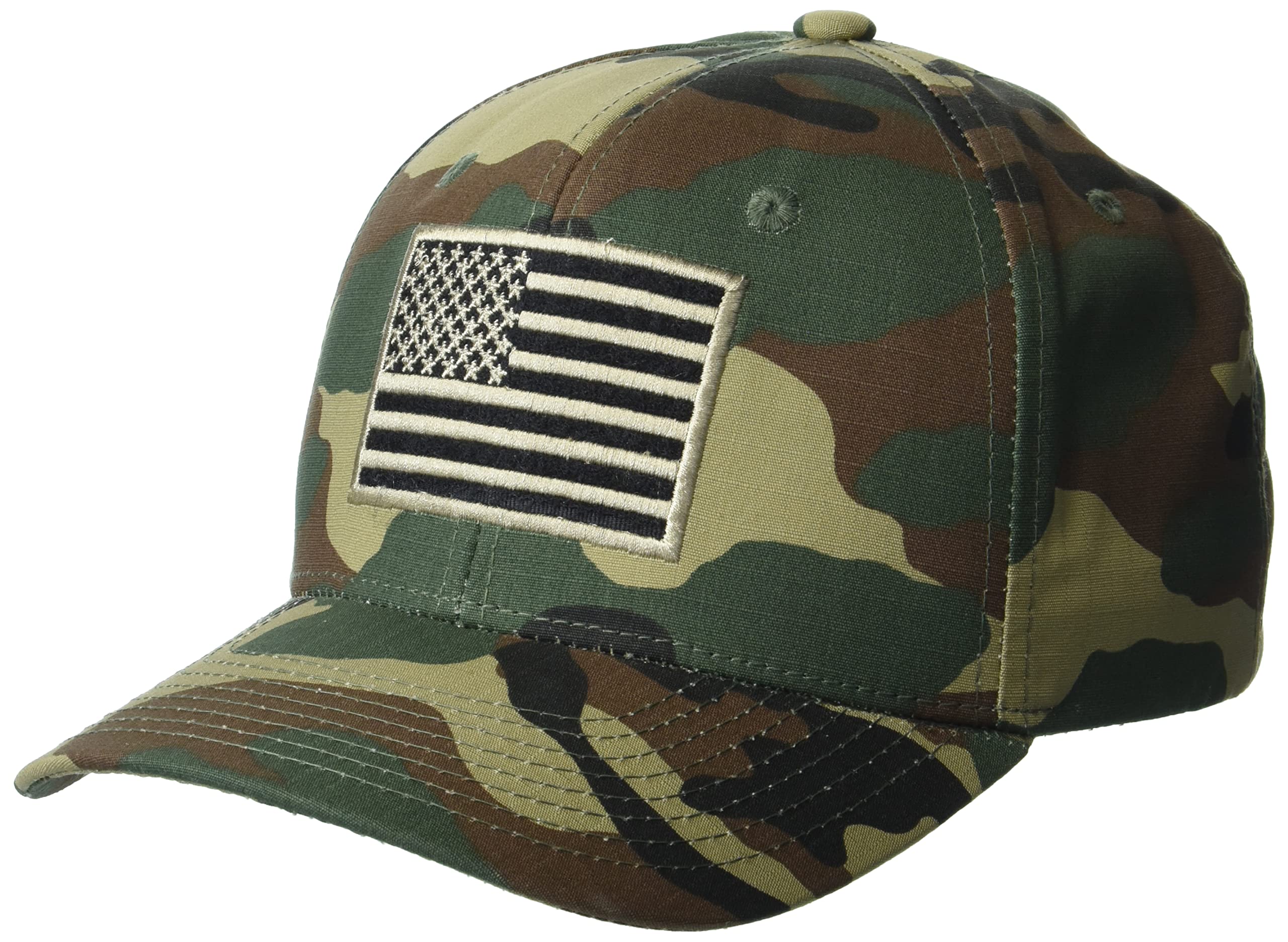Embroidered Ripstop Cap, USA, Woodland