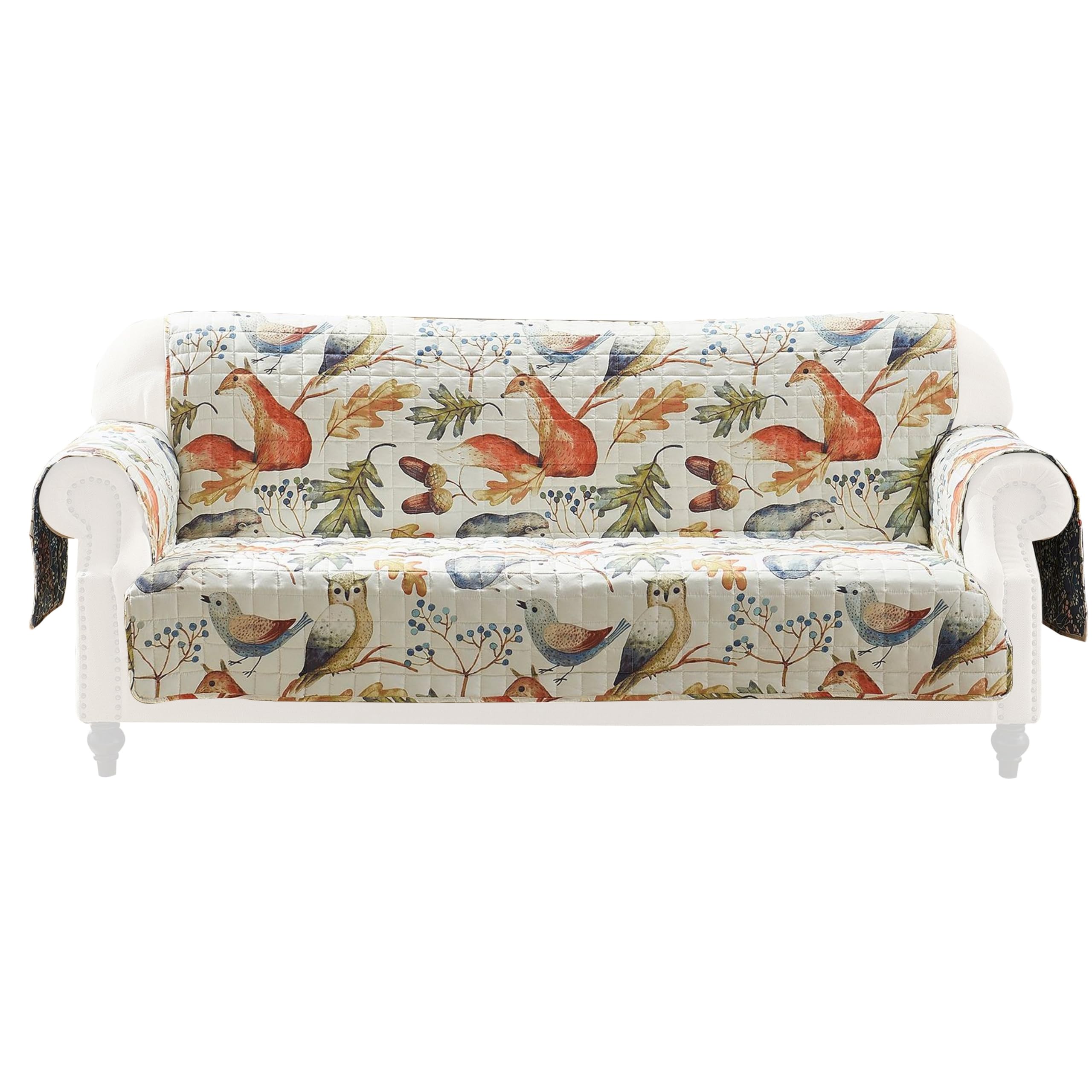 Sofa Cover Furniture Protector, Owl, Songbird Print, Polyester Multicolor
