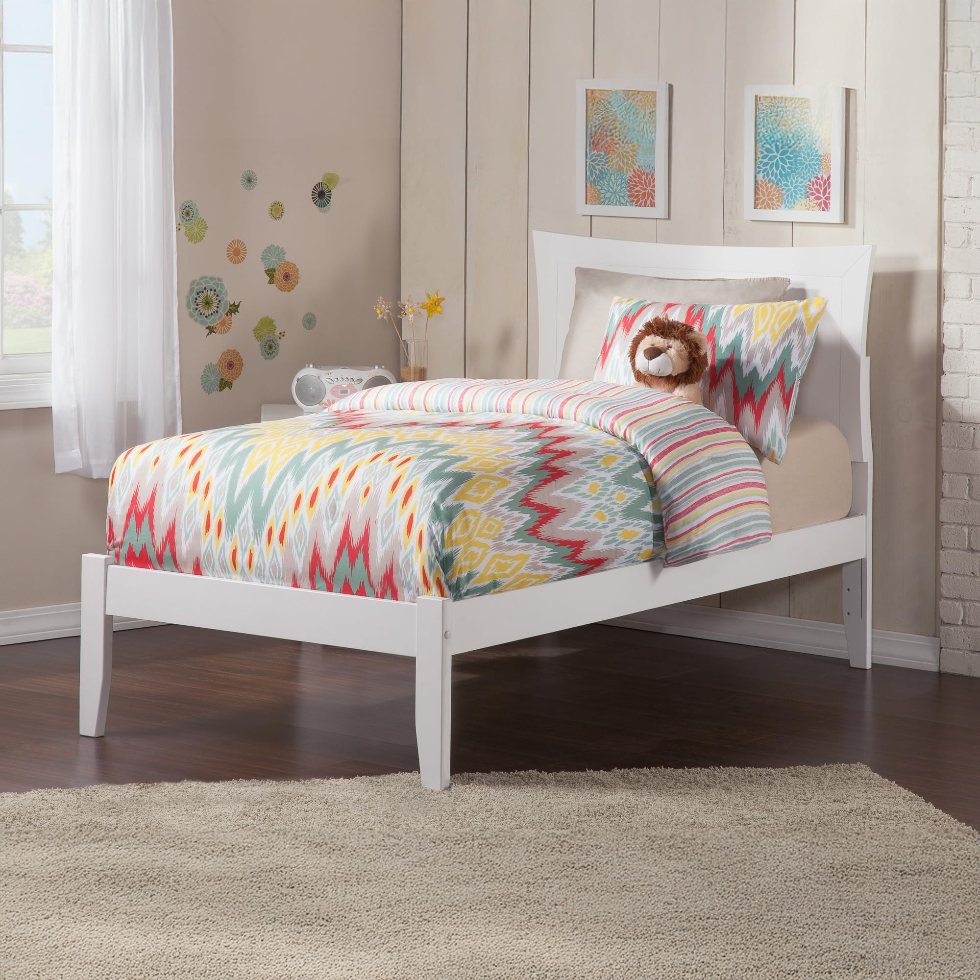 AFI Metro Twin Size Platform Bed with Charging Station in White
