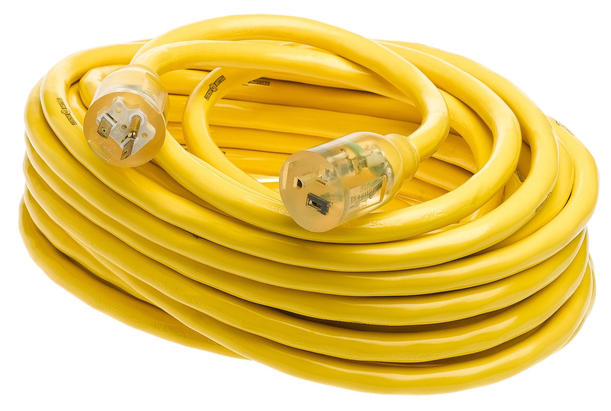 Yellow Jacket 2991 10/3 Extra Heavy-Duty 20-Amp Premium Sjtw Contractor Extension Cord With Lighted T-Blade Plug; 50-Foot All Co