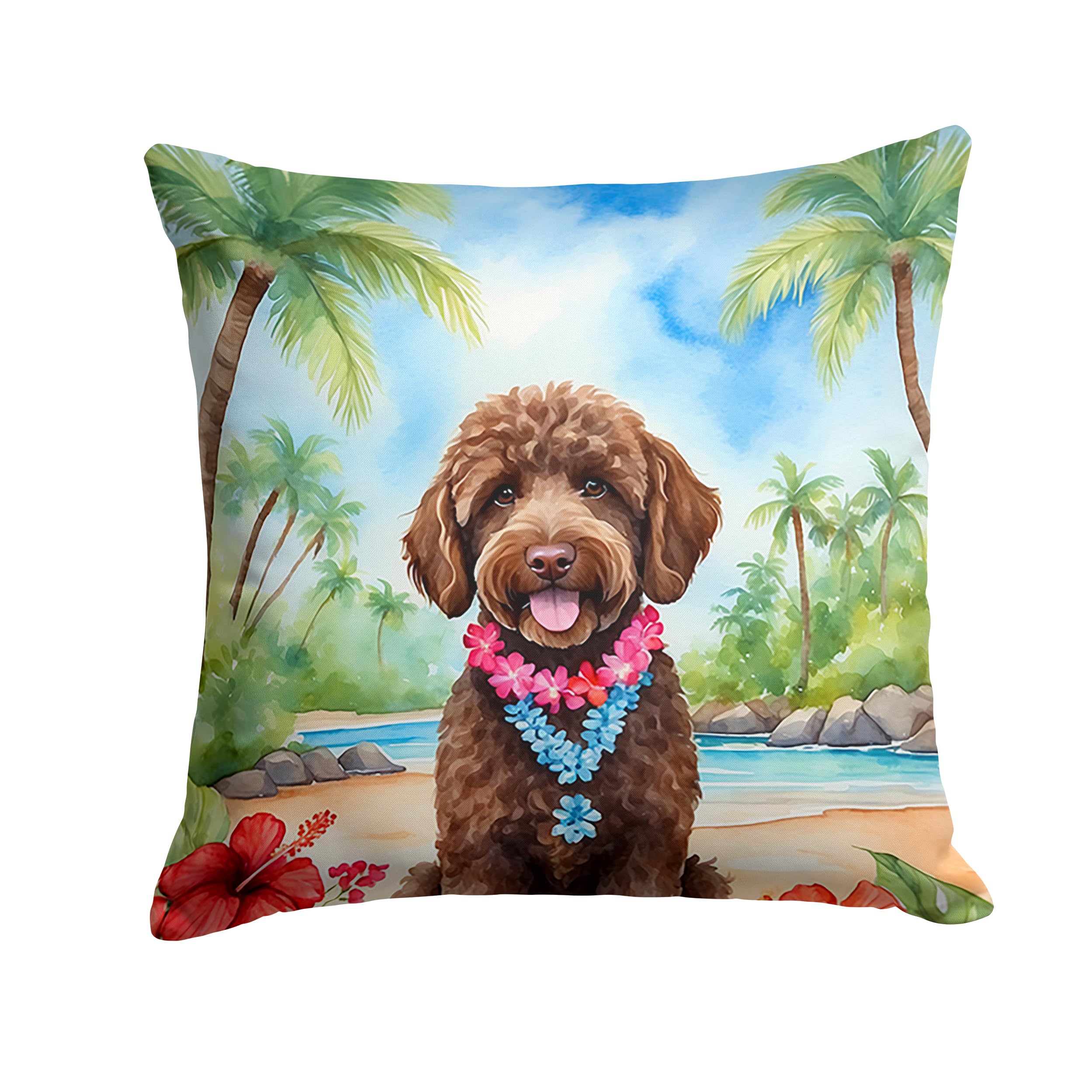 Labradoodle Luau Throw Pillow