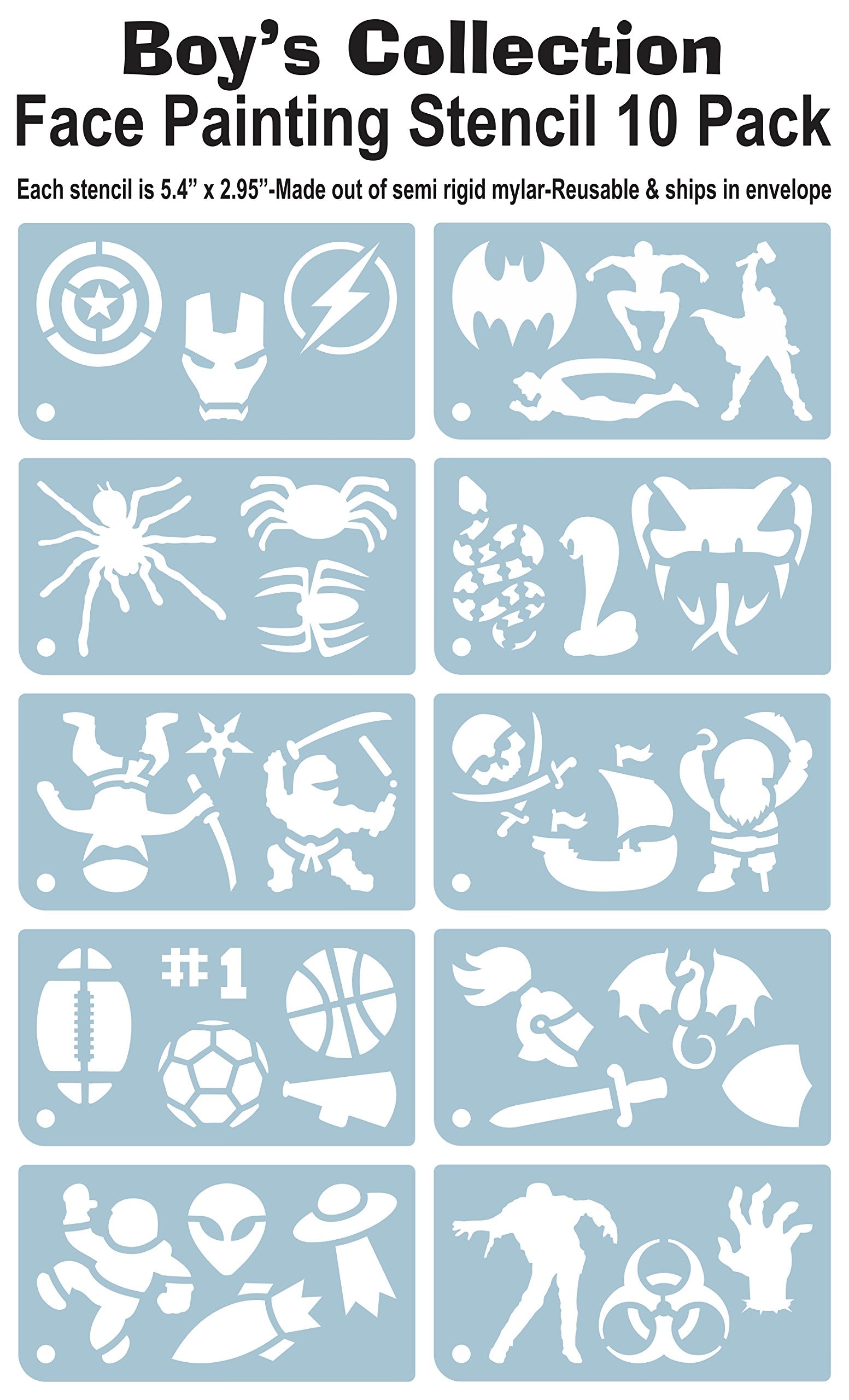 set of ten mylar boy stencils-(STEMBOY)