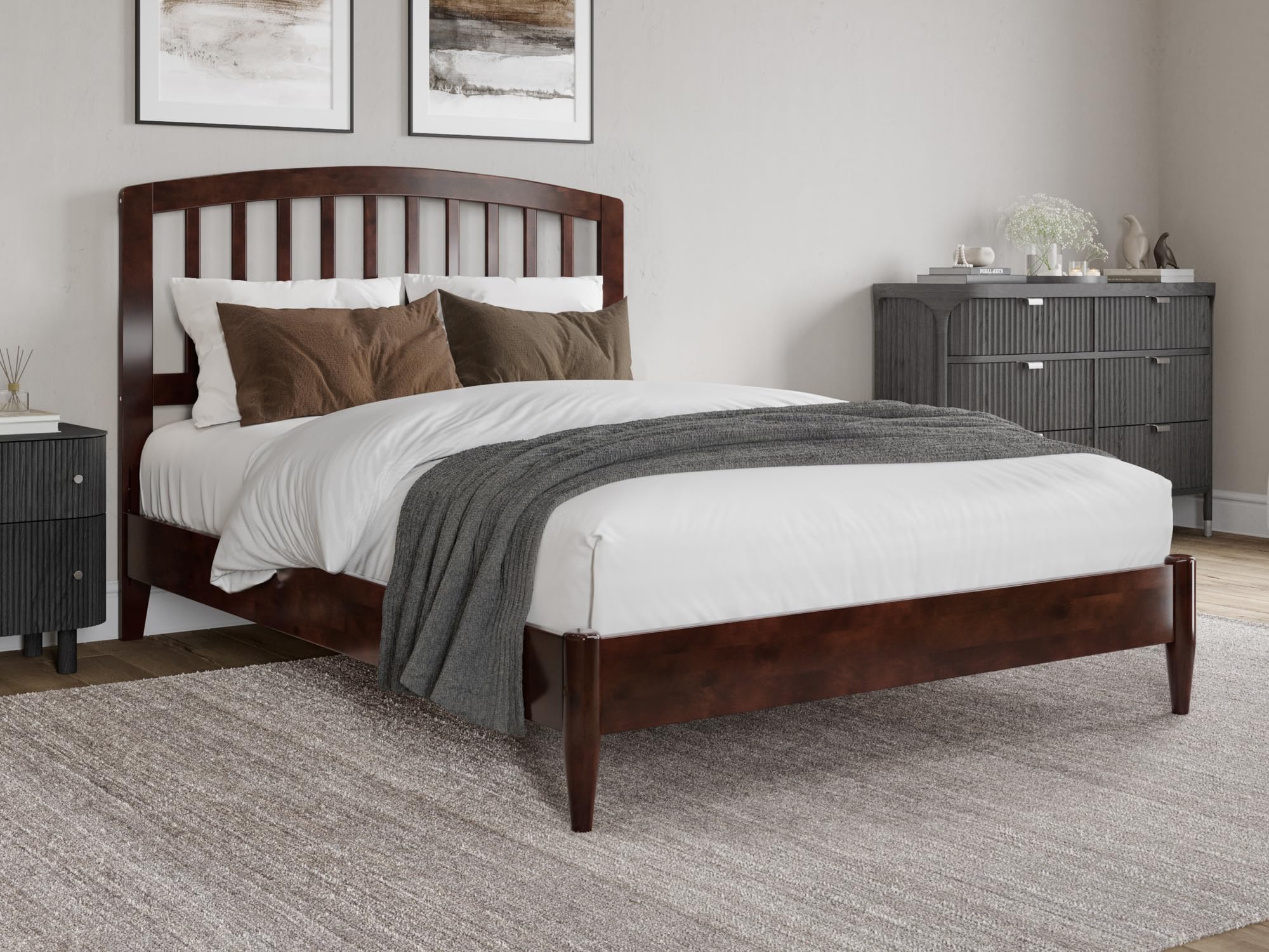 Quincy Twin XL Solid Wood Low Profile Platform Bed in Walnut