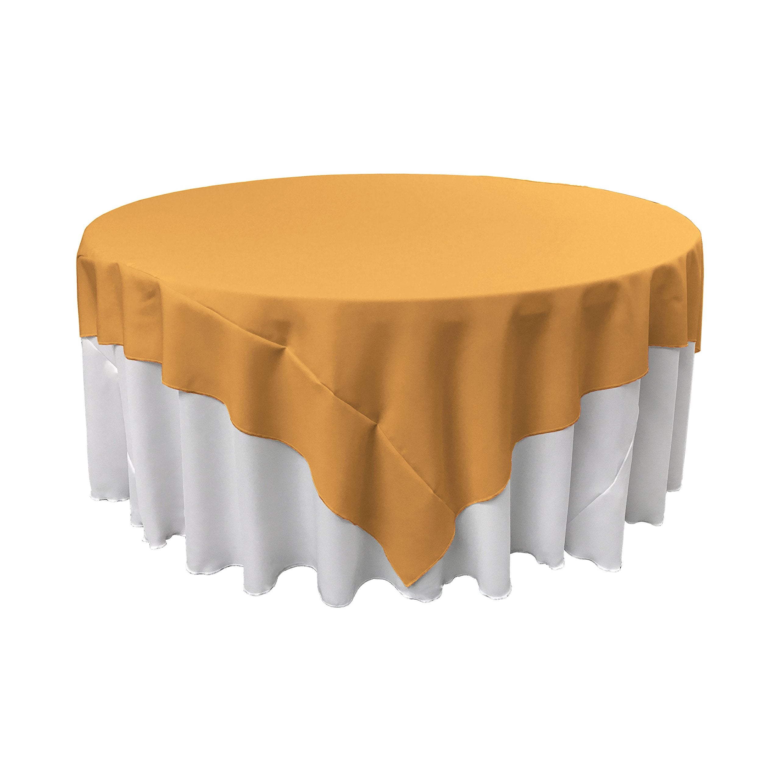 LA Linen Polyester Poplin Square Tablecloth, 90 by 90-Inch, Gold