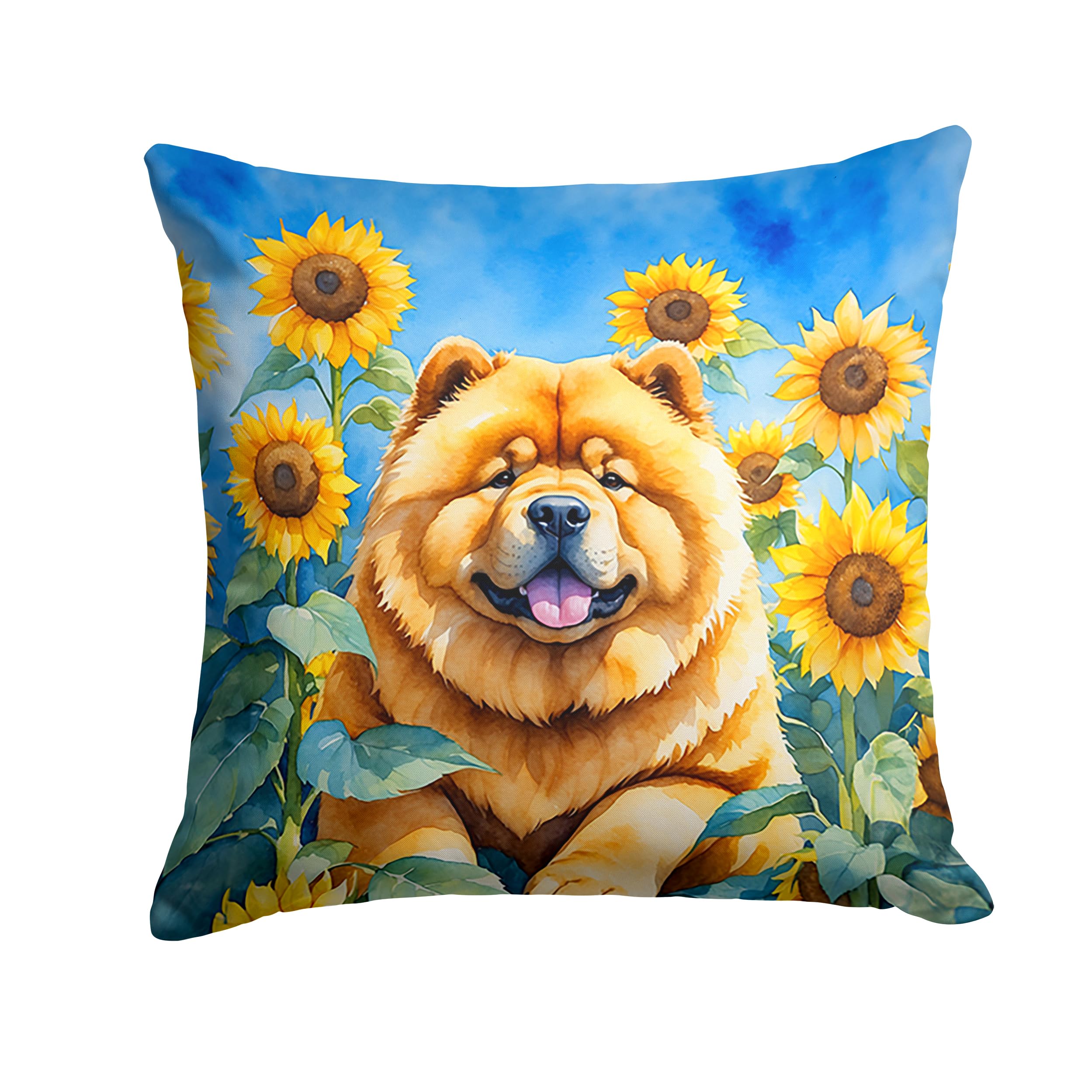 Chow Chow in Sunflowers Throw Pillow