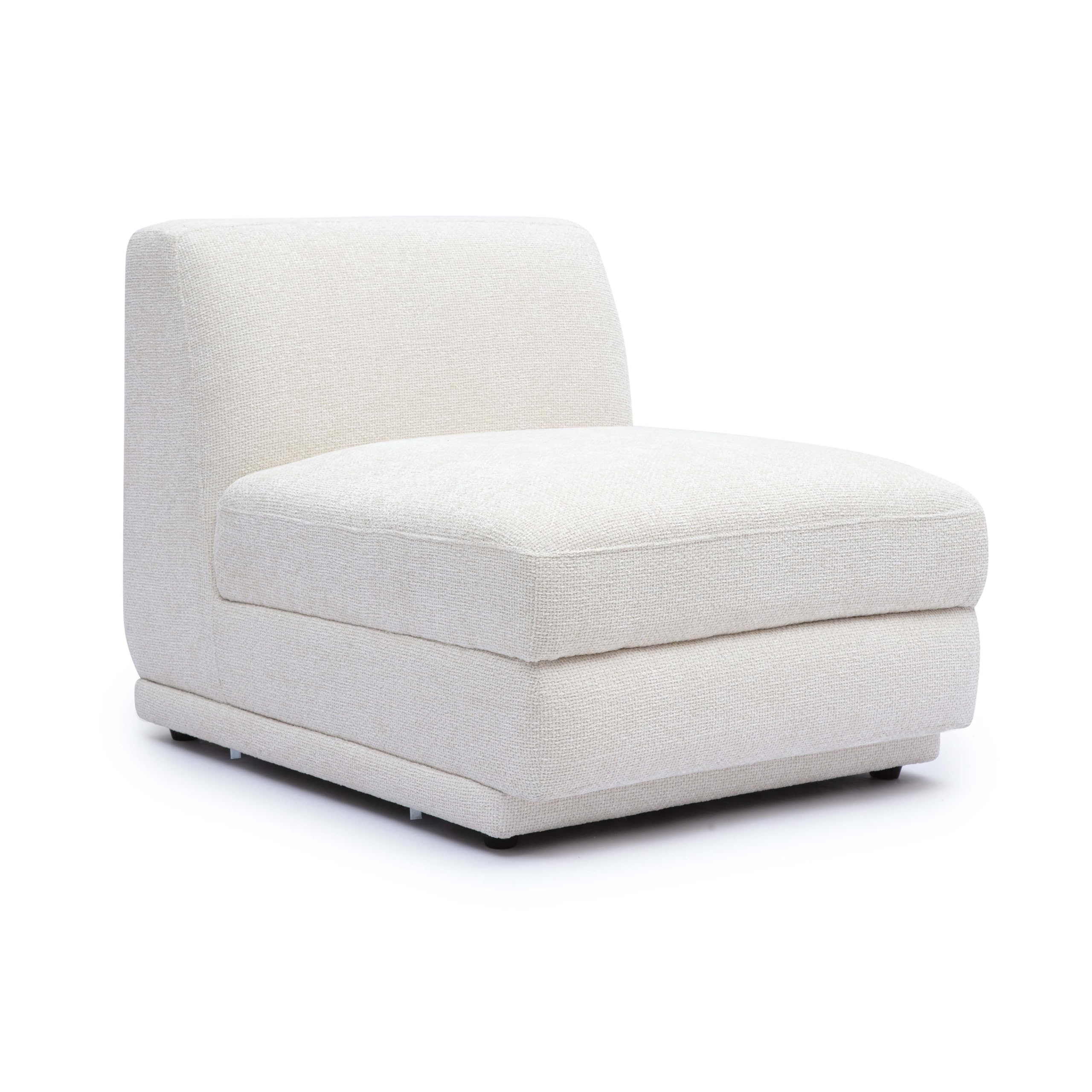 Perry Cream Chenille Modular Armless Chair