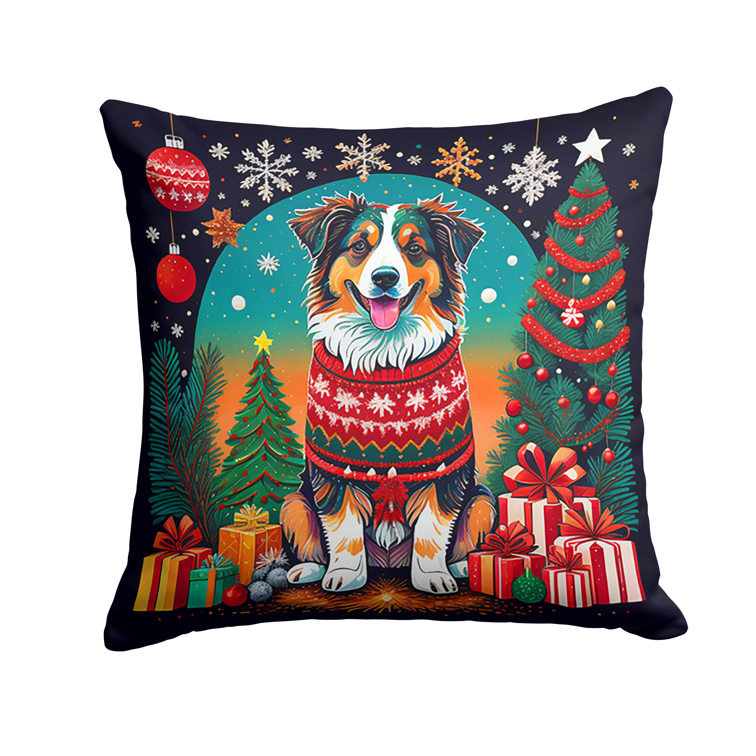 Australian Shepherd Christmas Throw Pillow