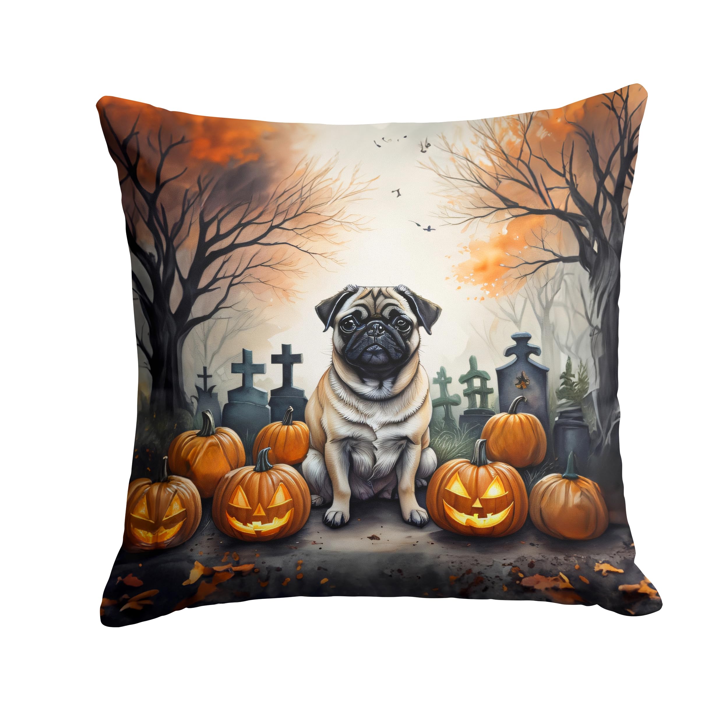 Fawn Pug Spooky Halloween Throw Pillow