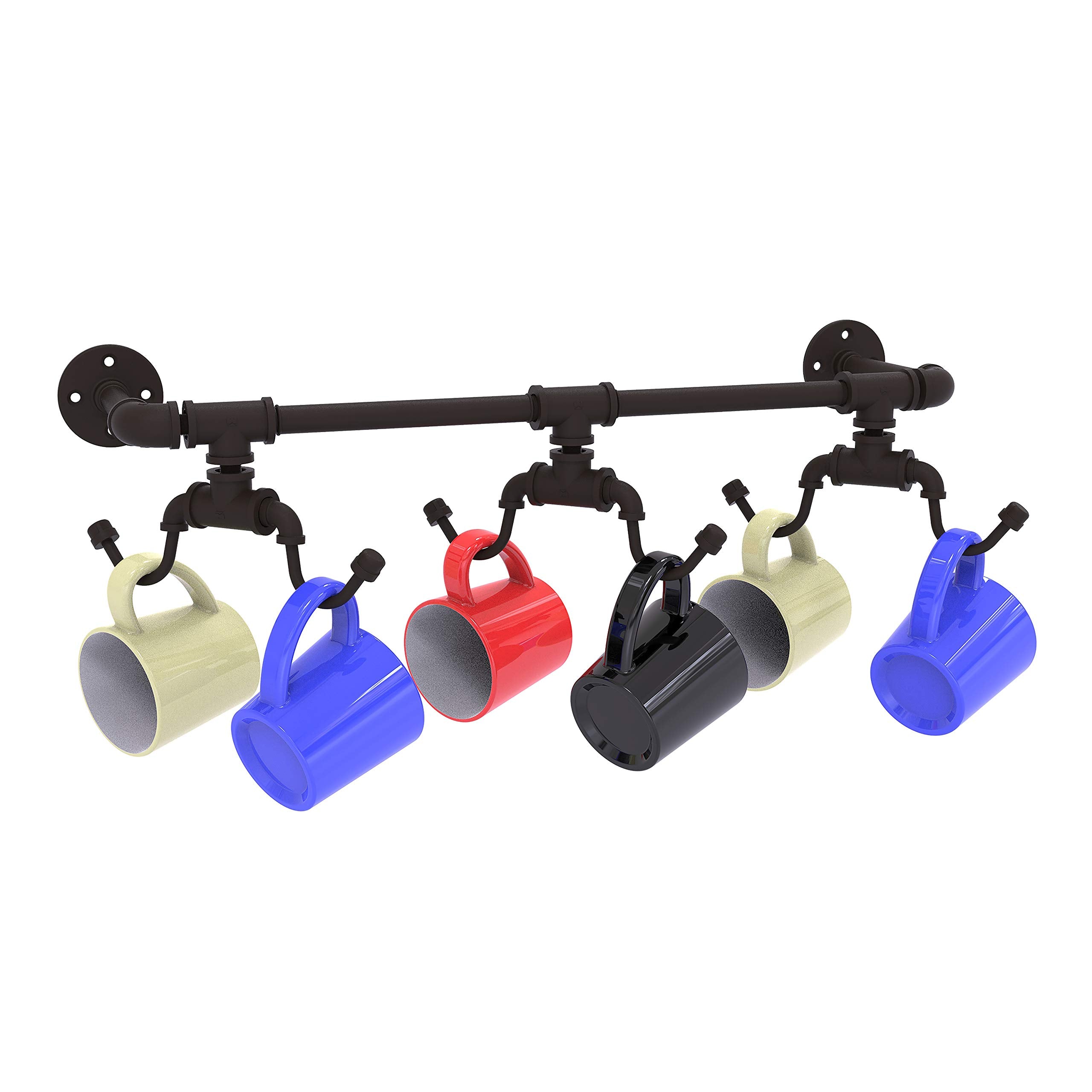 Pipeline Collection Wall Mounted 6 Coffee Mug Rack - Oil Rubbed Bronze