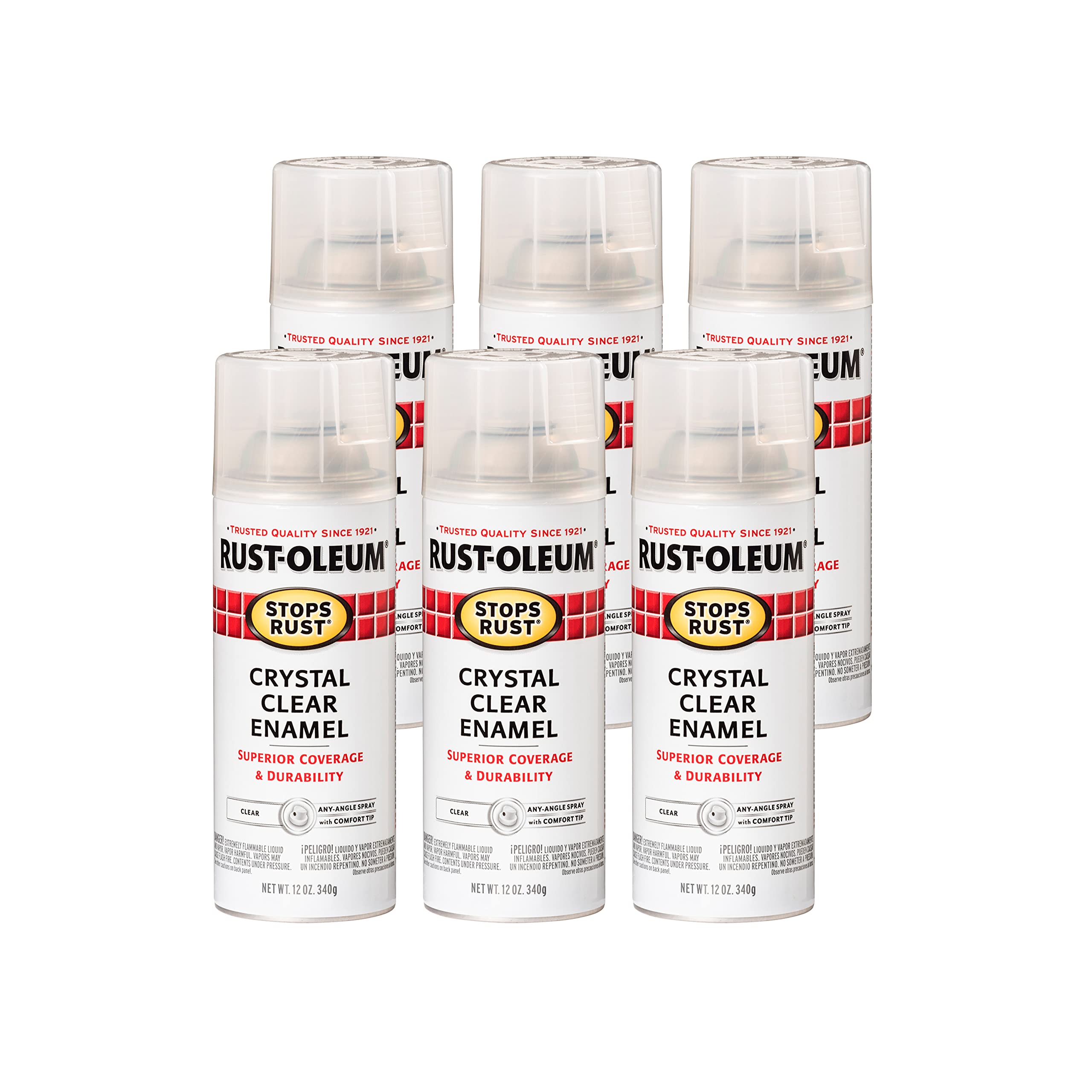 Rust-Oleum 7701830-6Pk Stops Rust Spray Paint, 12 Oz, Gloss Crystal Clear, 6 Pack