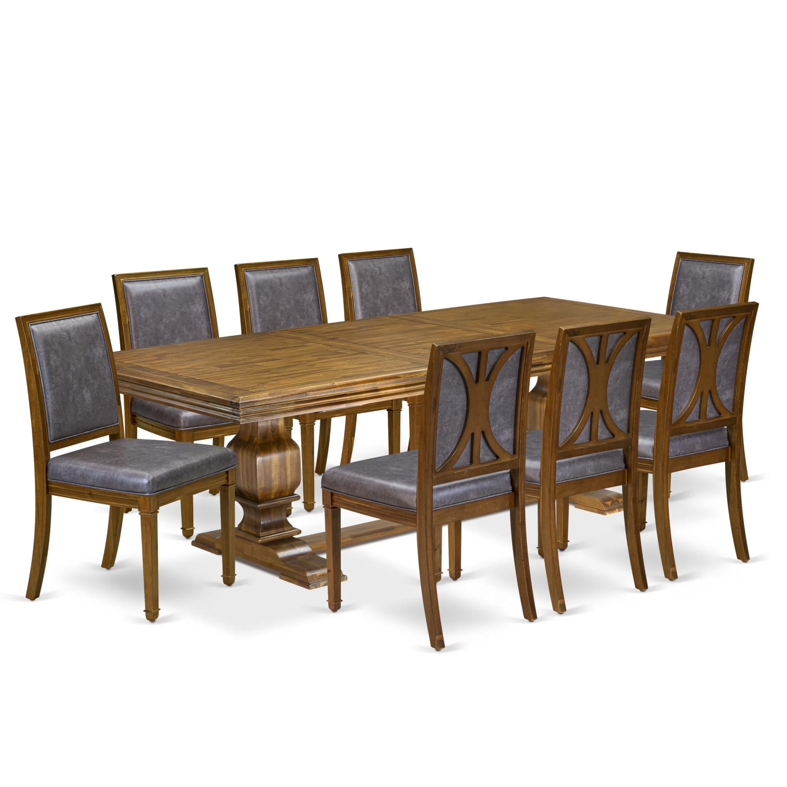 9 piece Dining Table Set includes a Kitchen Table and 8 PU Leather Dinner Chairs