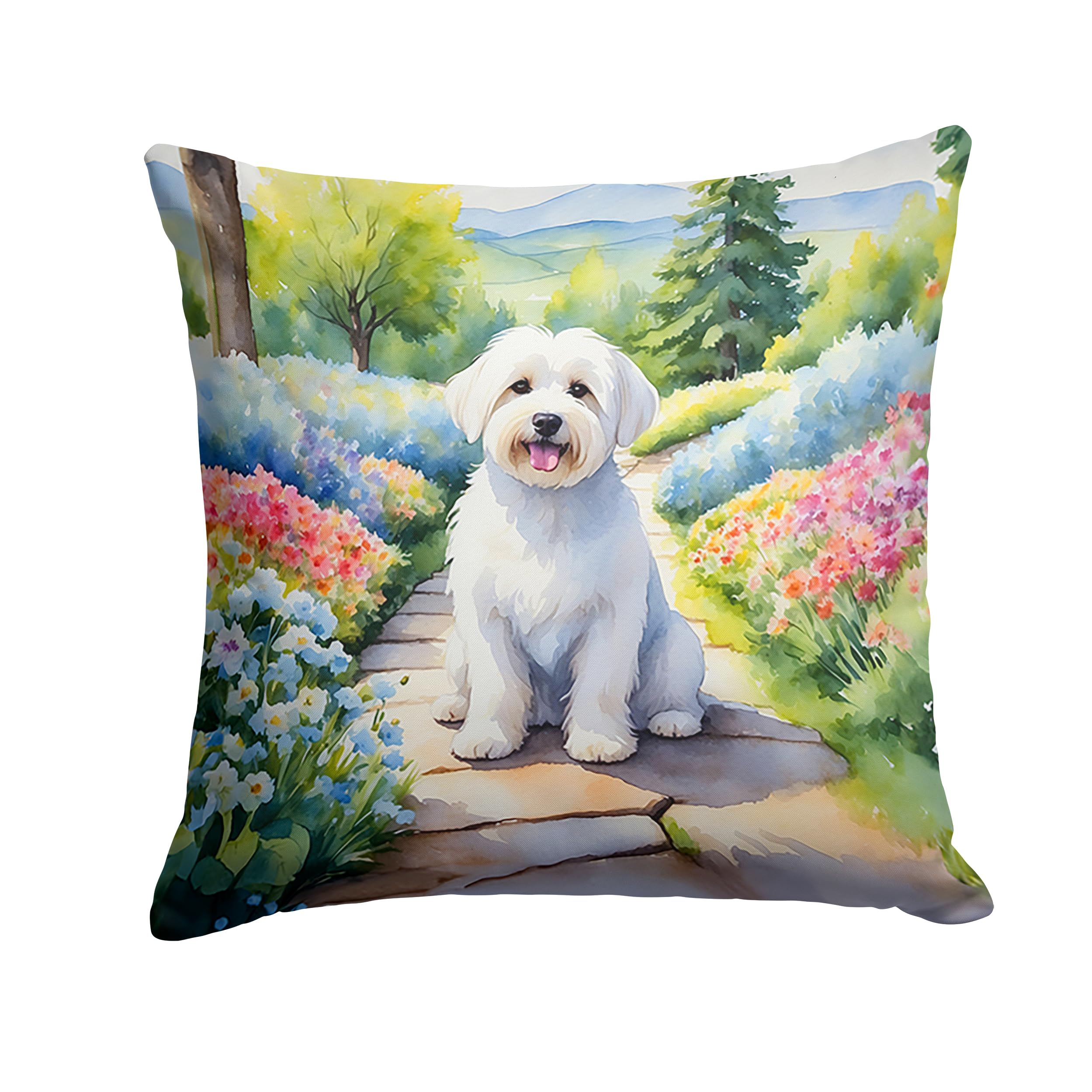 Coton De Tulear Spring Path Throw Pillow