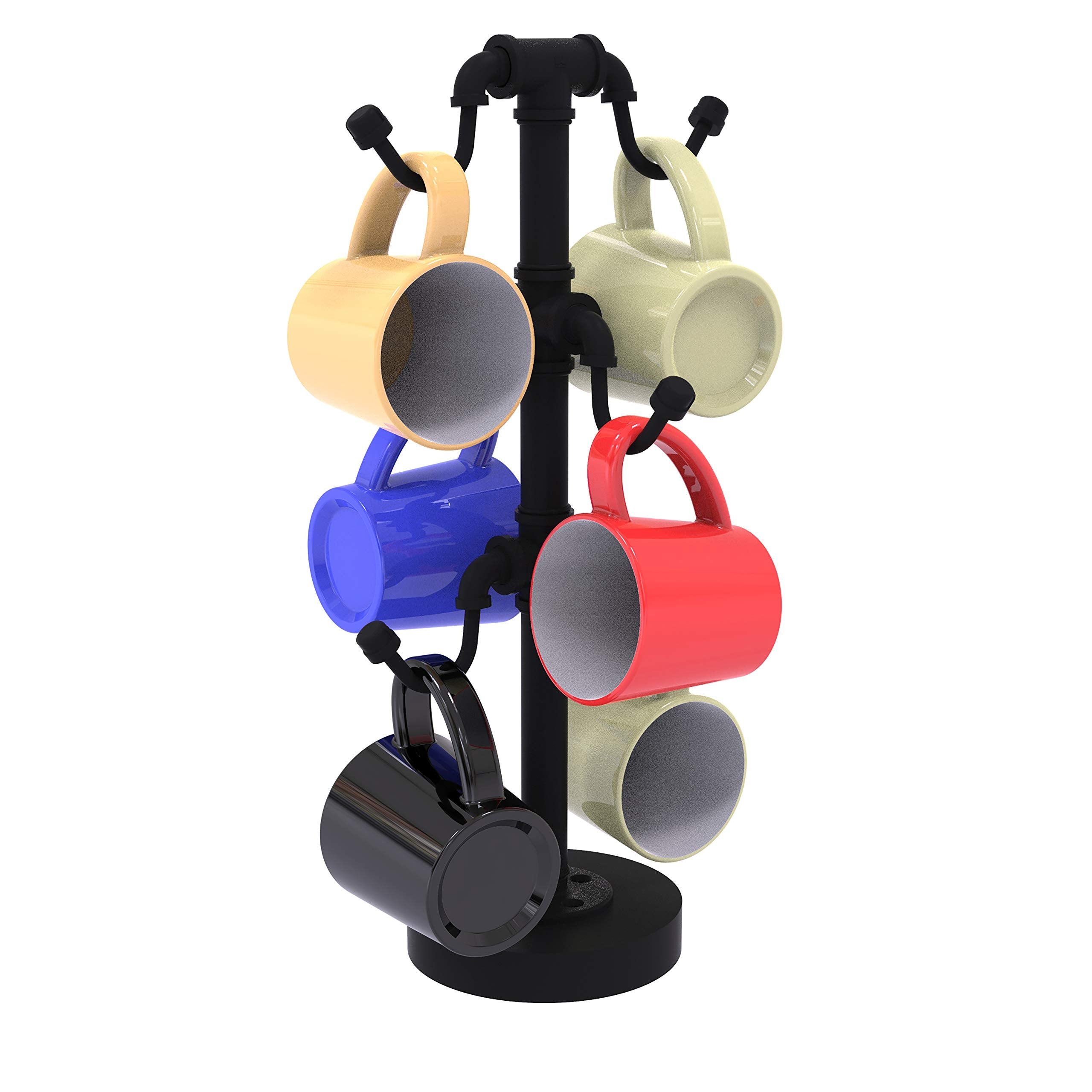 Pipeline Collection Countertop 6 Coffee Mug Holder - Matte Black