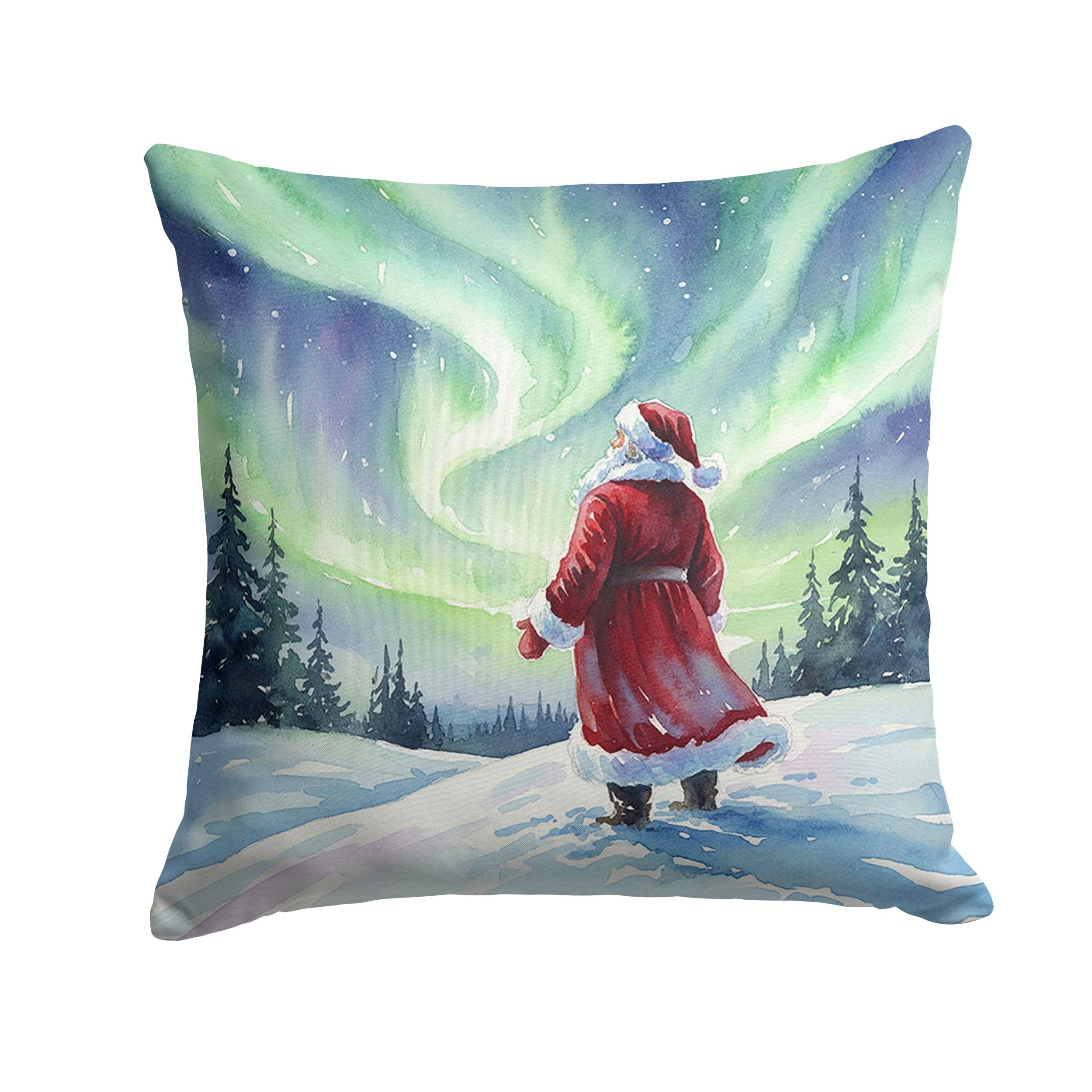 Carolines Treasures Santa Claus Watching The Northern Lights Christmas Throw Pillow Decorative Indoor Outdoor Accent Cushion for Couch, Bed or Patio, 18Hx18W