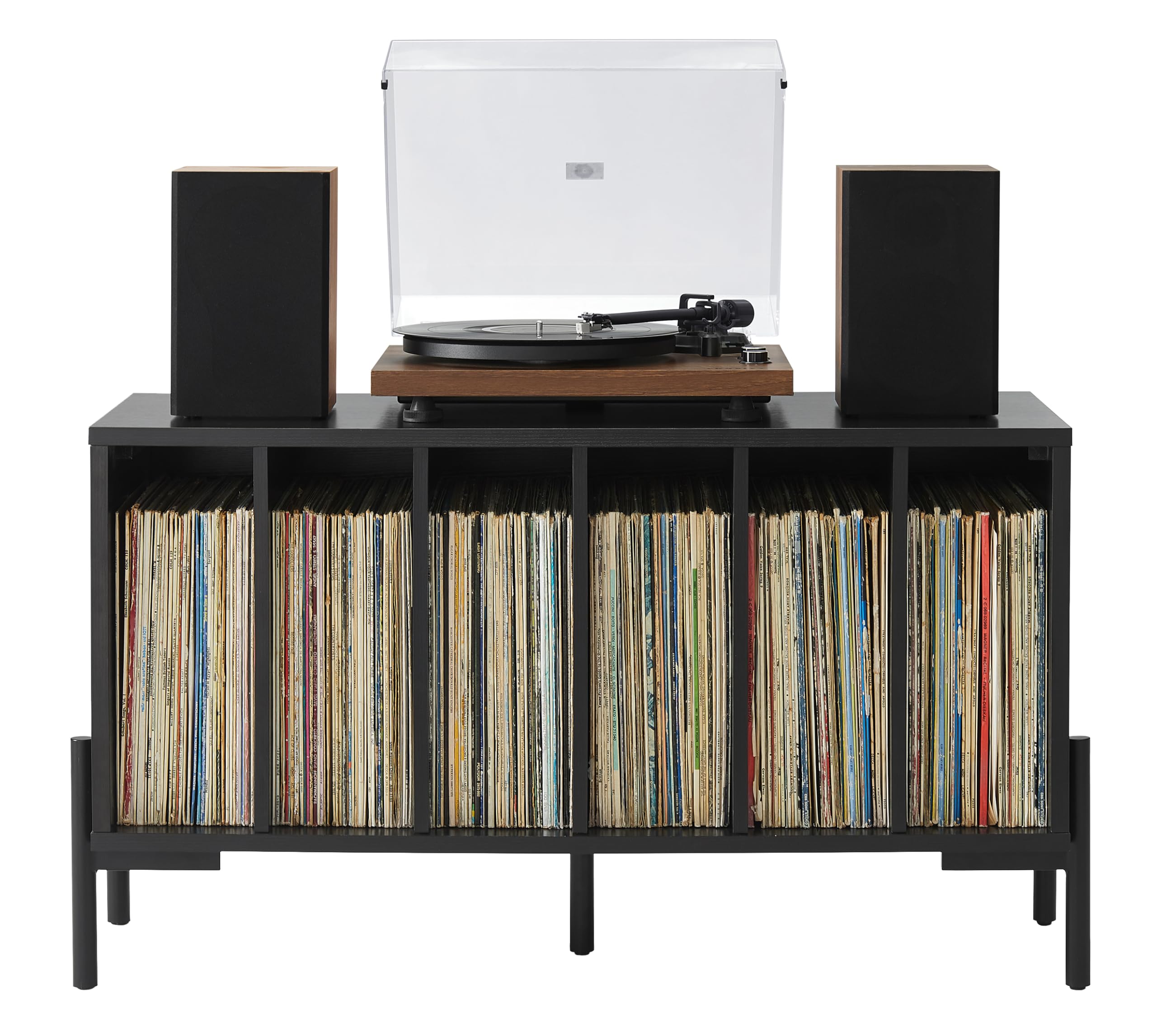Greenwich Medium Record Player Stand With Vinyl Storage Black