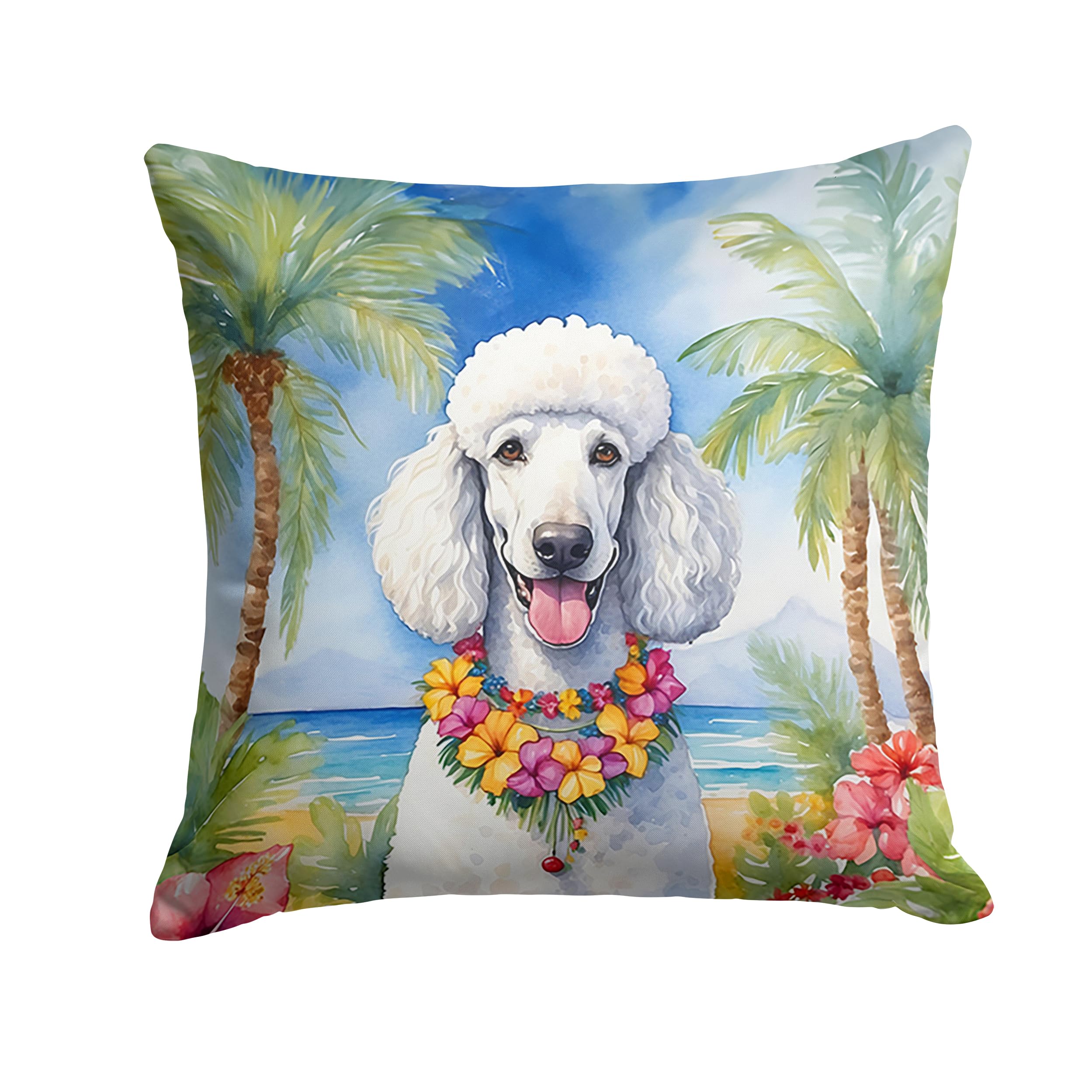 Carolines Treasures Luau Party Decorative Throw Pillow, 18Hx18W, Poodle 6495