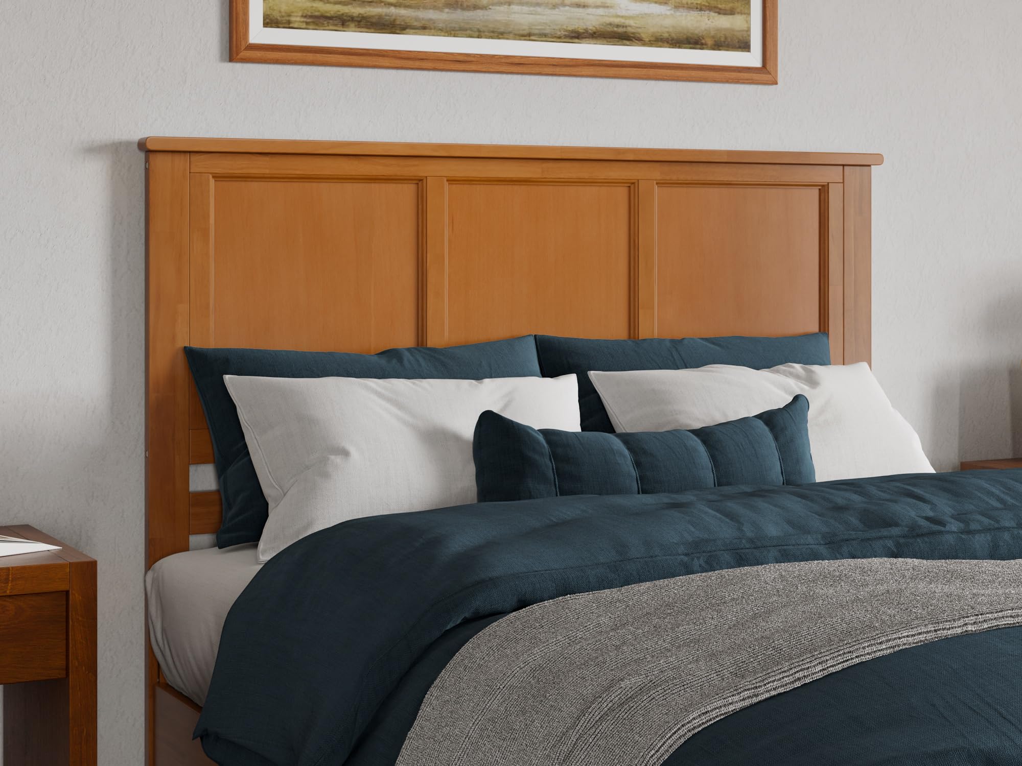 Madison Queen Solid Wood Panel Headboard in Light Toffee