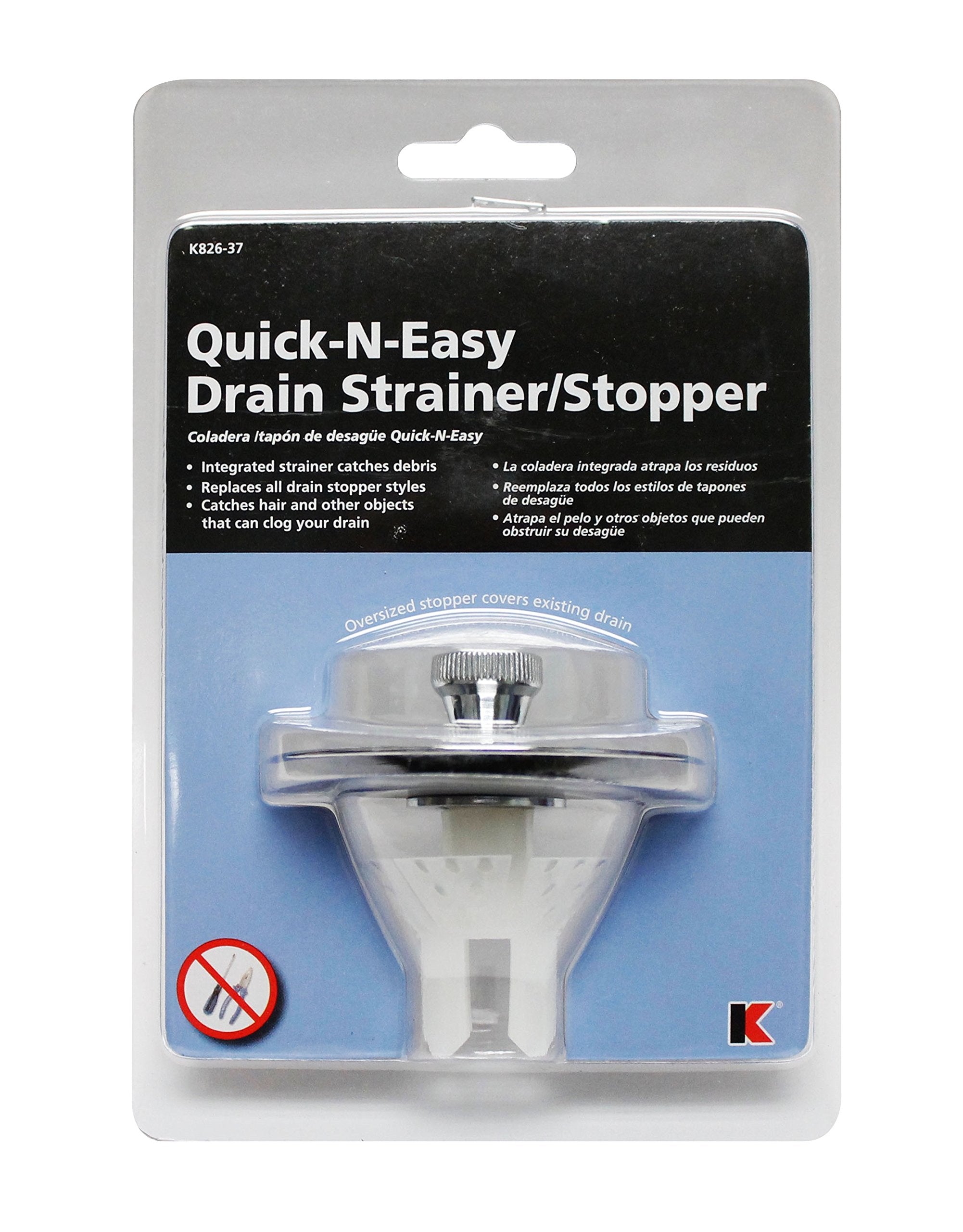 Plumb Pak K826-37 Bath Tub Stopper With Hair Catch, Polished Chrome