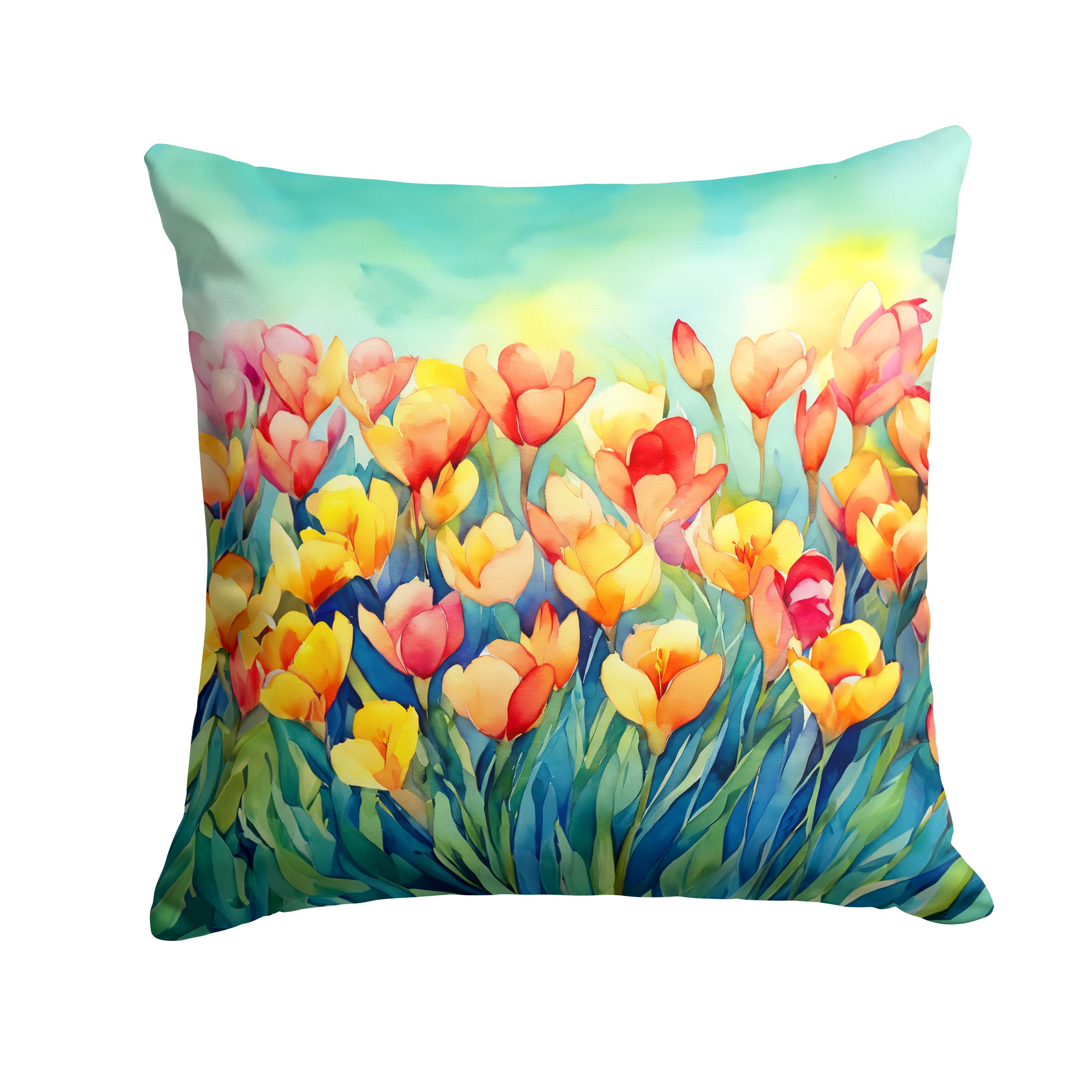 Freesias in Watercolor Throw Pillow