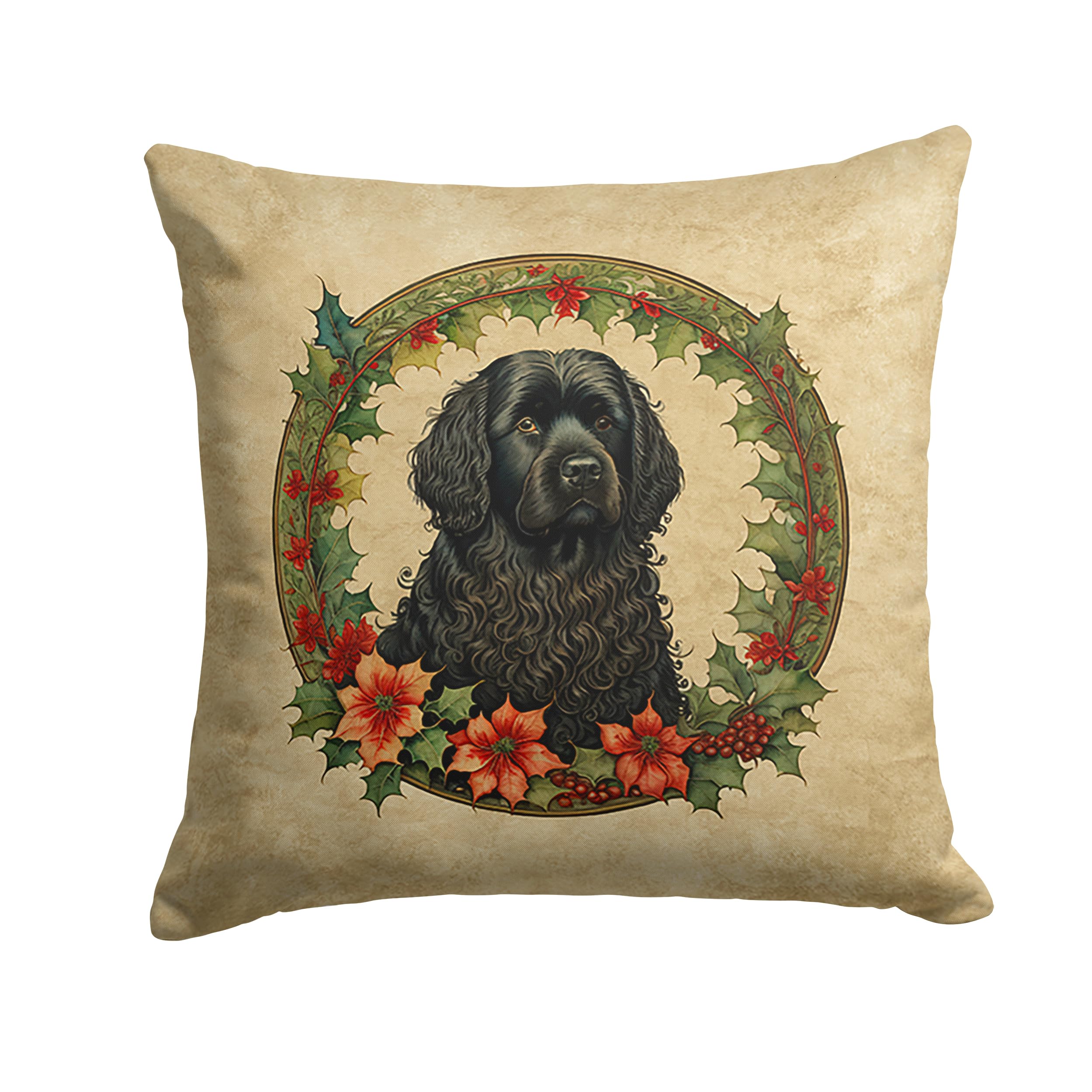 Puli Christmas Flowers Throw Pillow