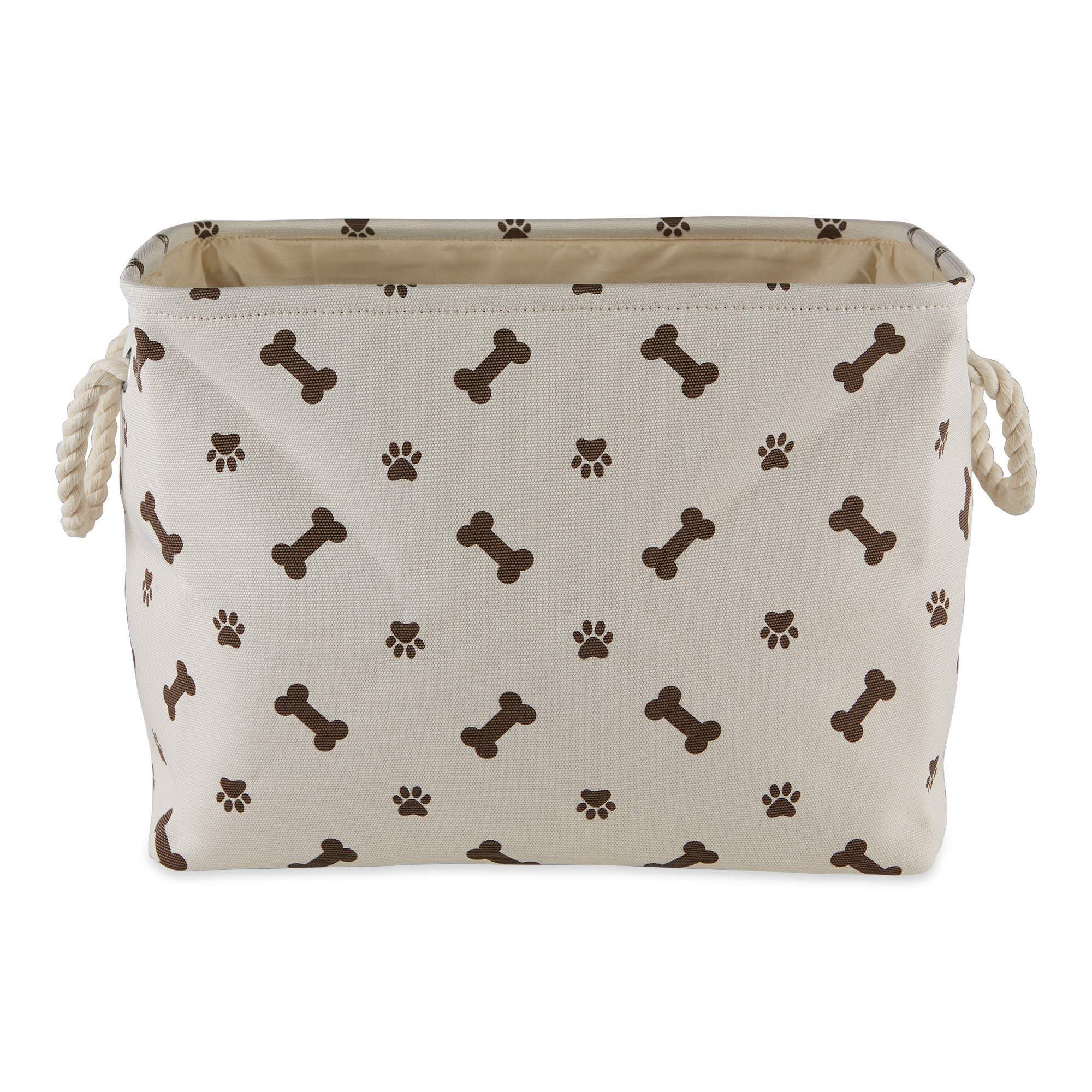 Bone Dry Pet Storage Collection Paw And Bone Print, Large Rectangle, 17.5X12X15, Dark Brown