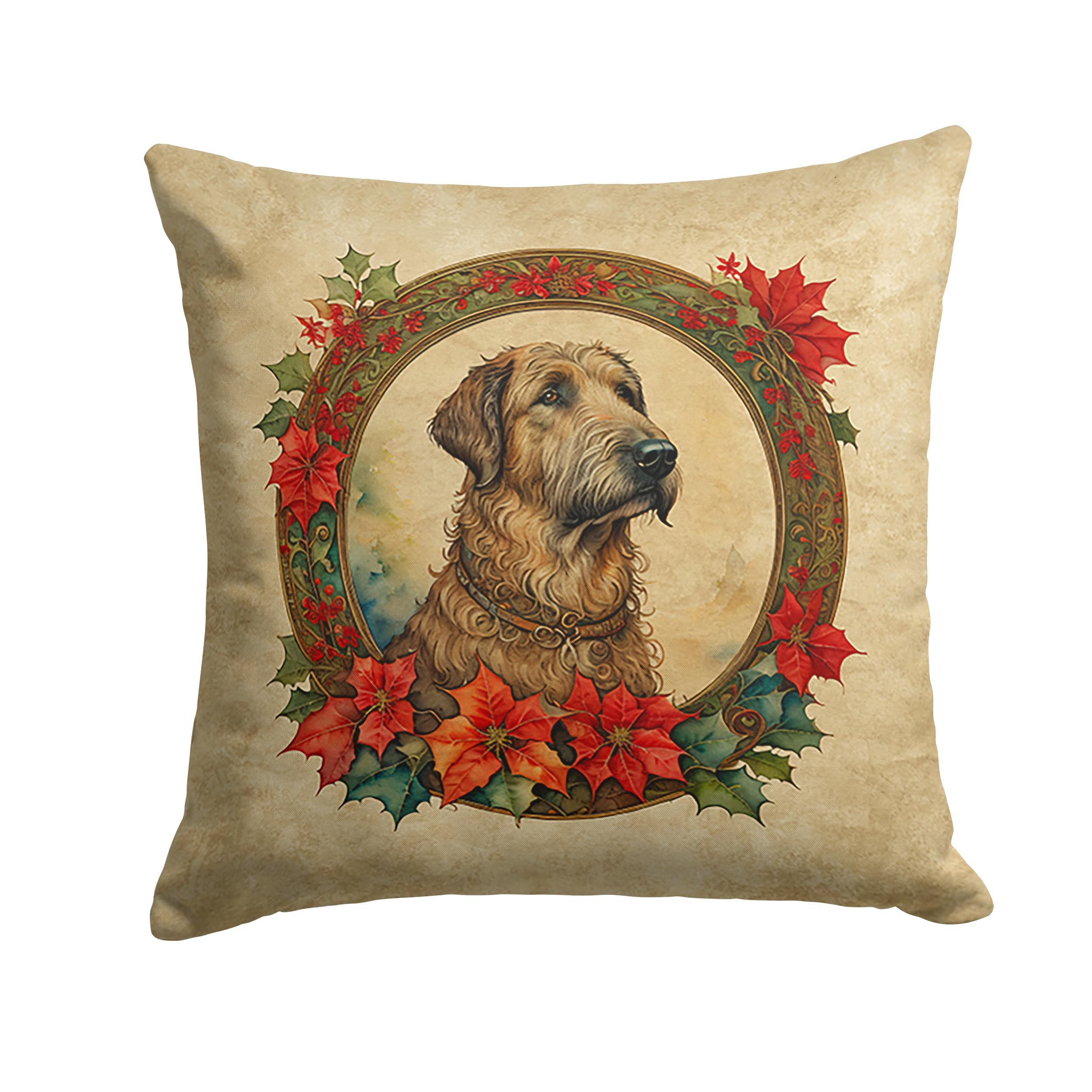 Irish Wolfhound Christmas Flowers Throw Pillow