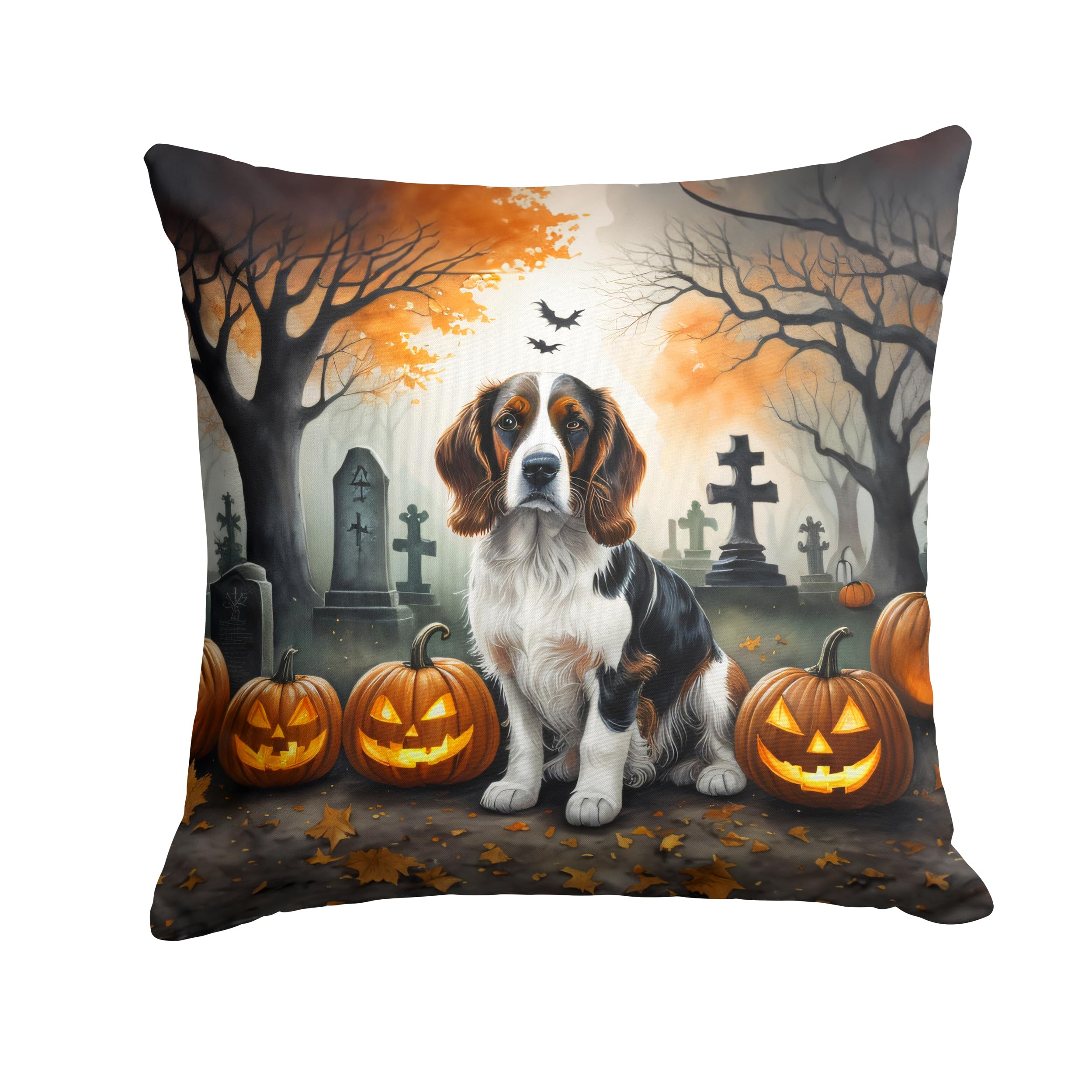 Welsh Springer Spaniel Spooky Halloween Throw Pillow