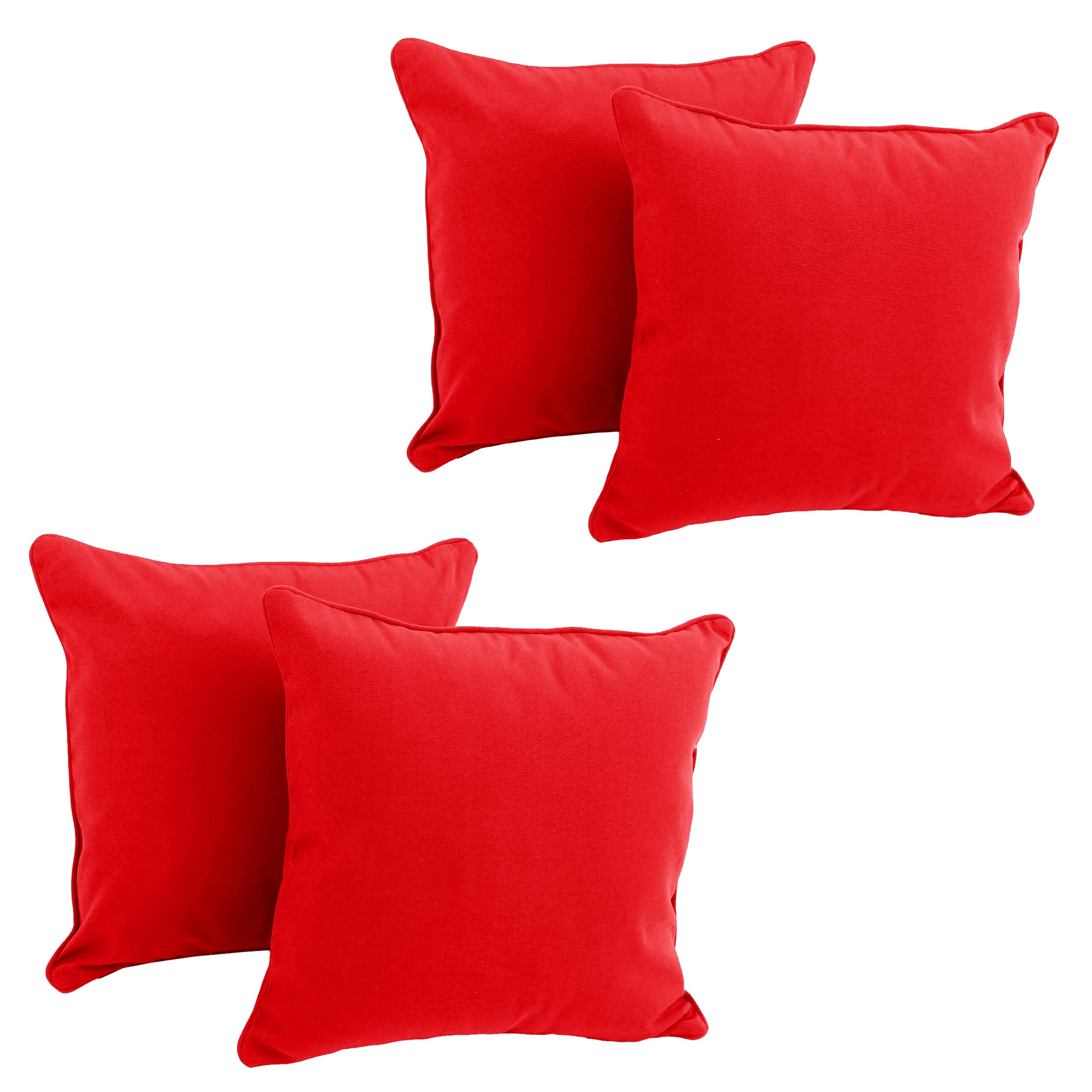 18-inch Double-corded Solid Twill Square Throw Pillows with Inserts (Set of 4)