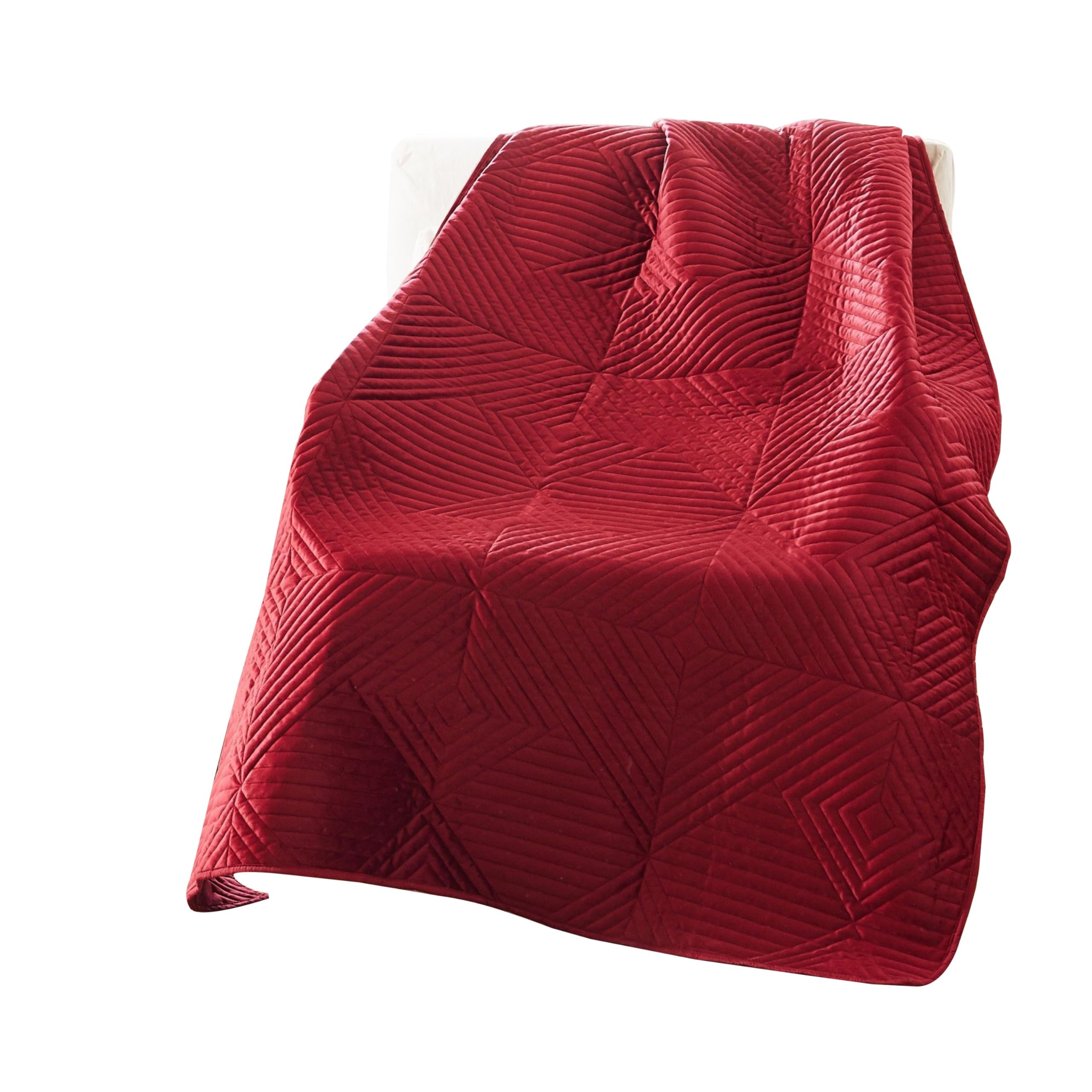 Ahab 50 x 60 Inch Quilted Throw Blanket with Fill, Dutch Velvet Face, Red