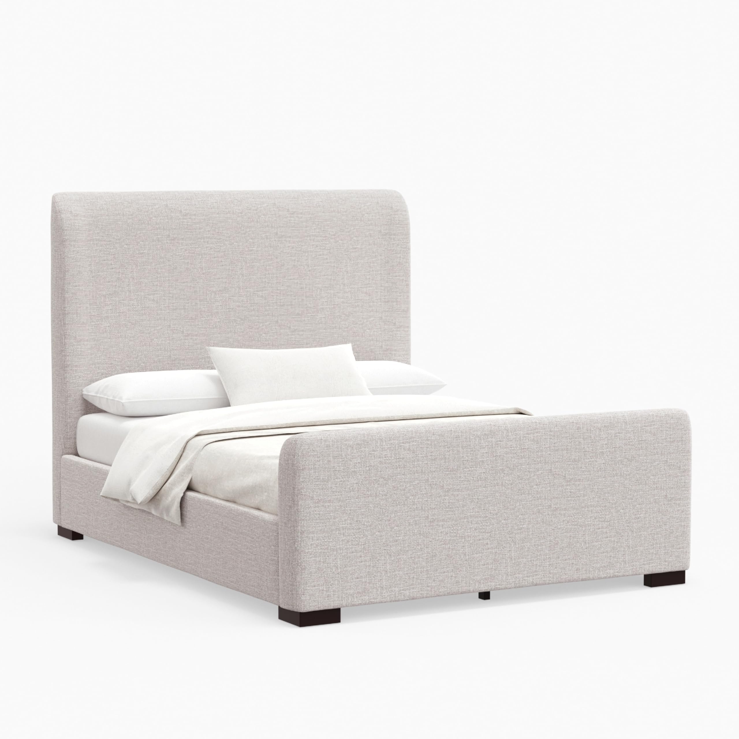 Deli California King Bed, Gray Linen Upholstery, Wingback Headboard